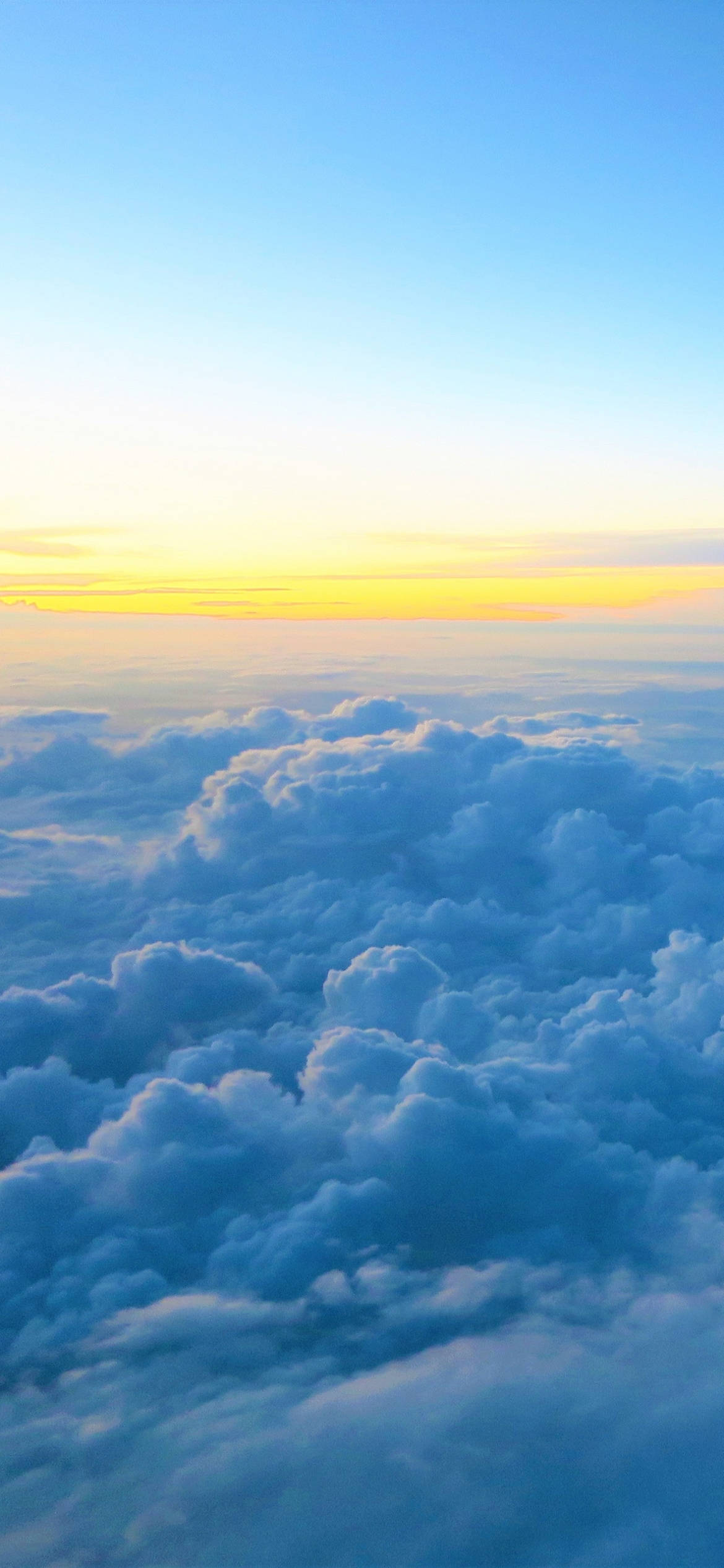 Clouds Phone, yellow lining, fluffy blue clouds, Full HD Phone Wallpaper