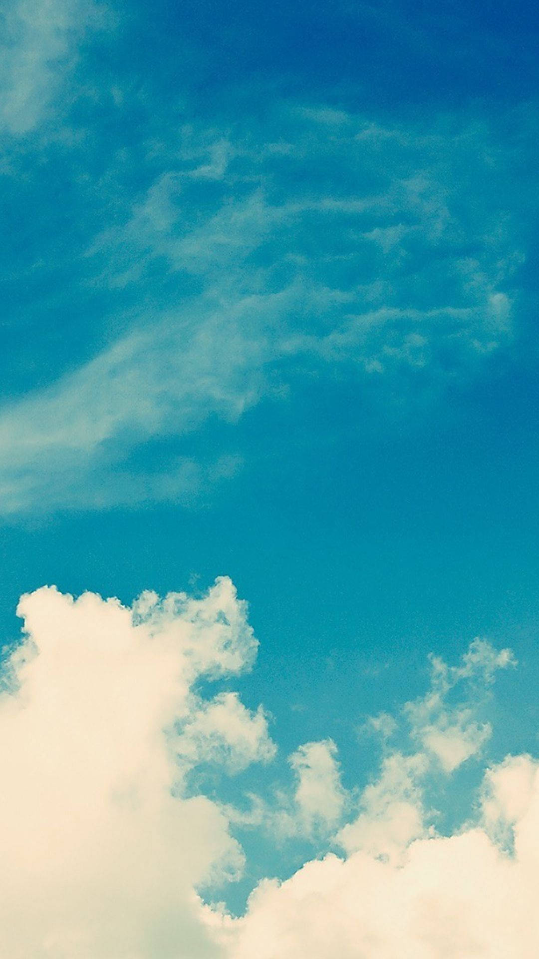 turquoise sky, cirrus clouds, cumulus formations, Full HD Phone Wallpaper