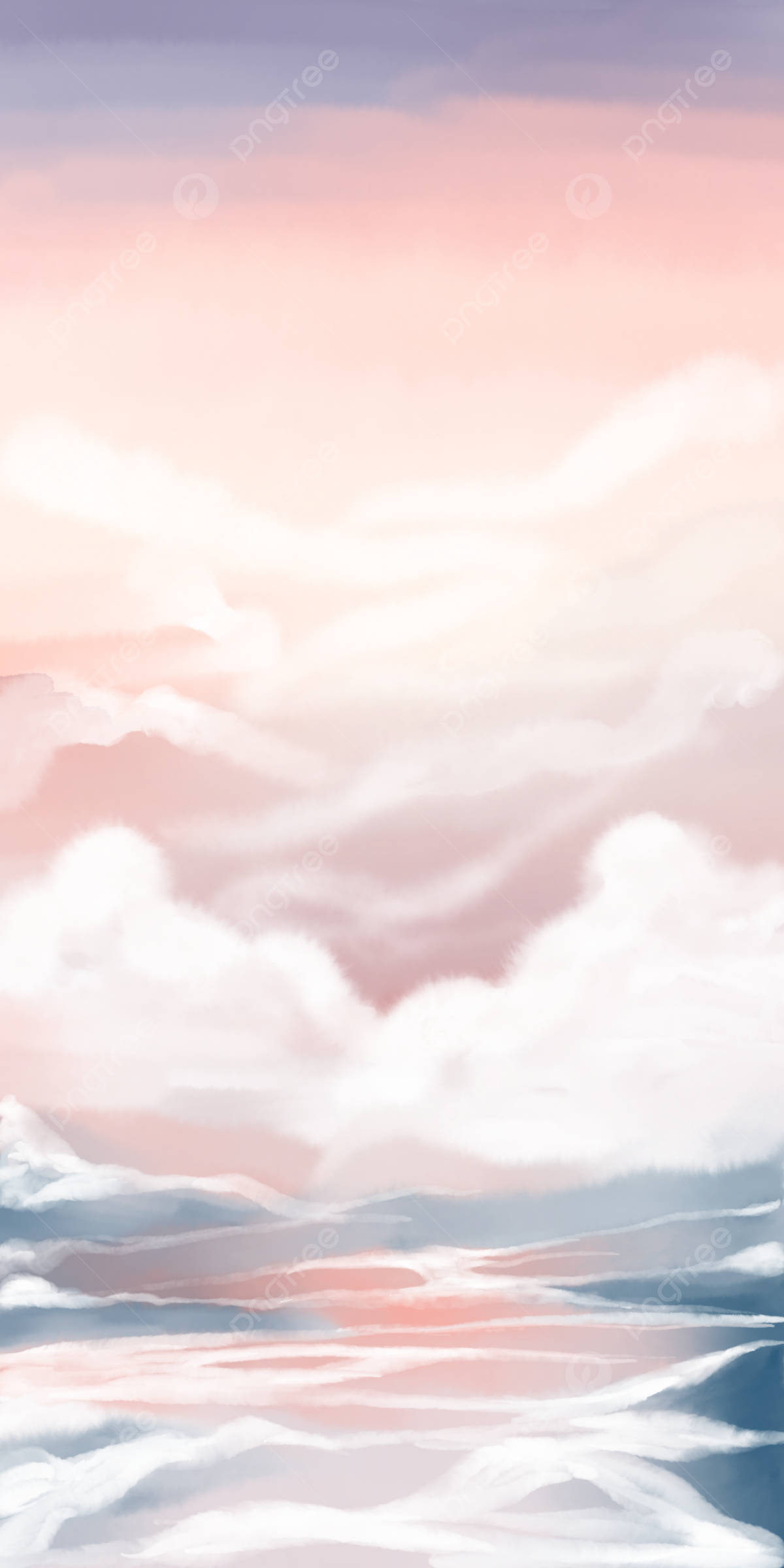 clouds, watercolor painting, pastel clouds, Full HD Phone Wallpaper