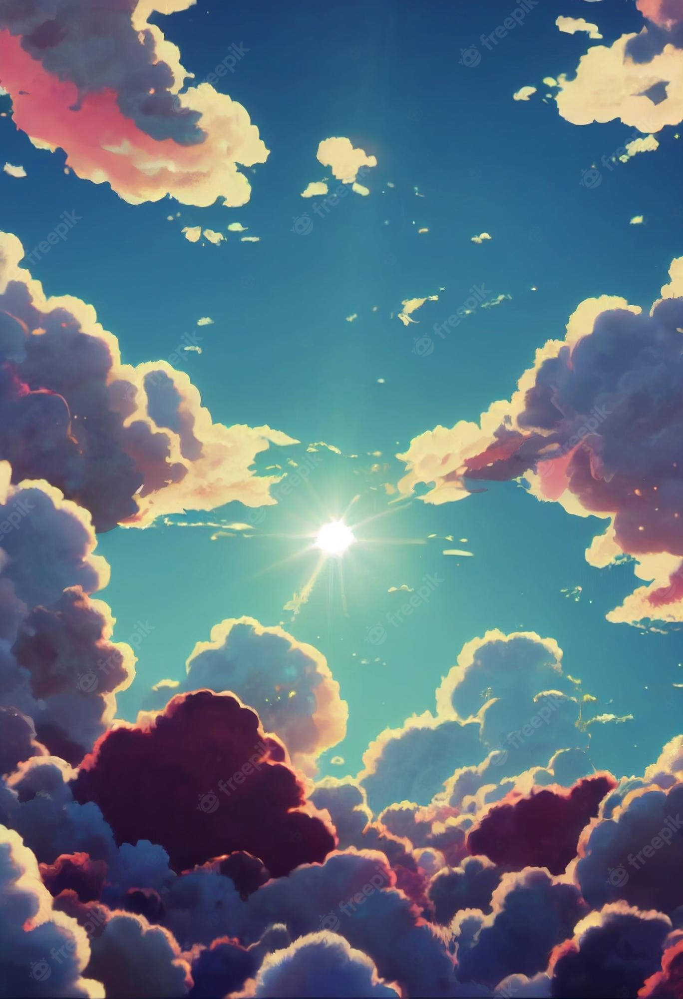 clouds, sun, pink purple and gold hues, Full HD Phone Wallpaper