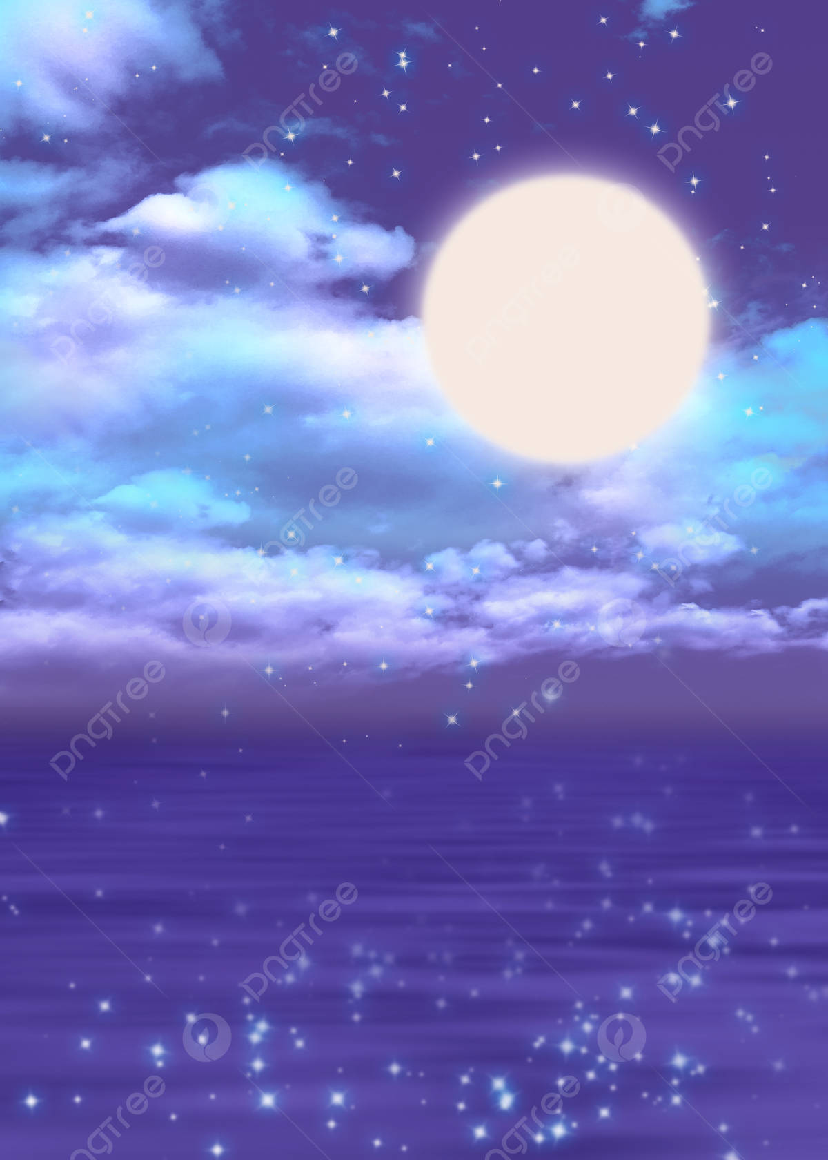 Cloud Phone, luminous full moon, starry purple sky, HD Phone Wallpaper