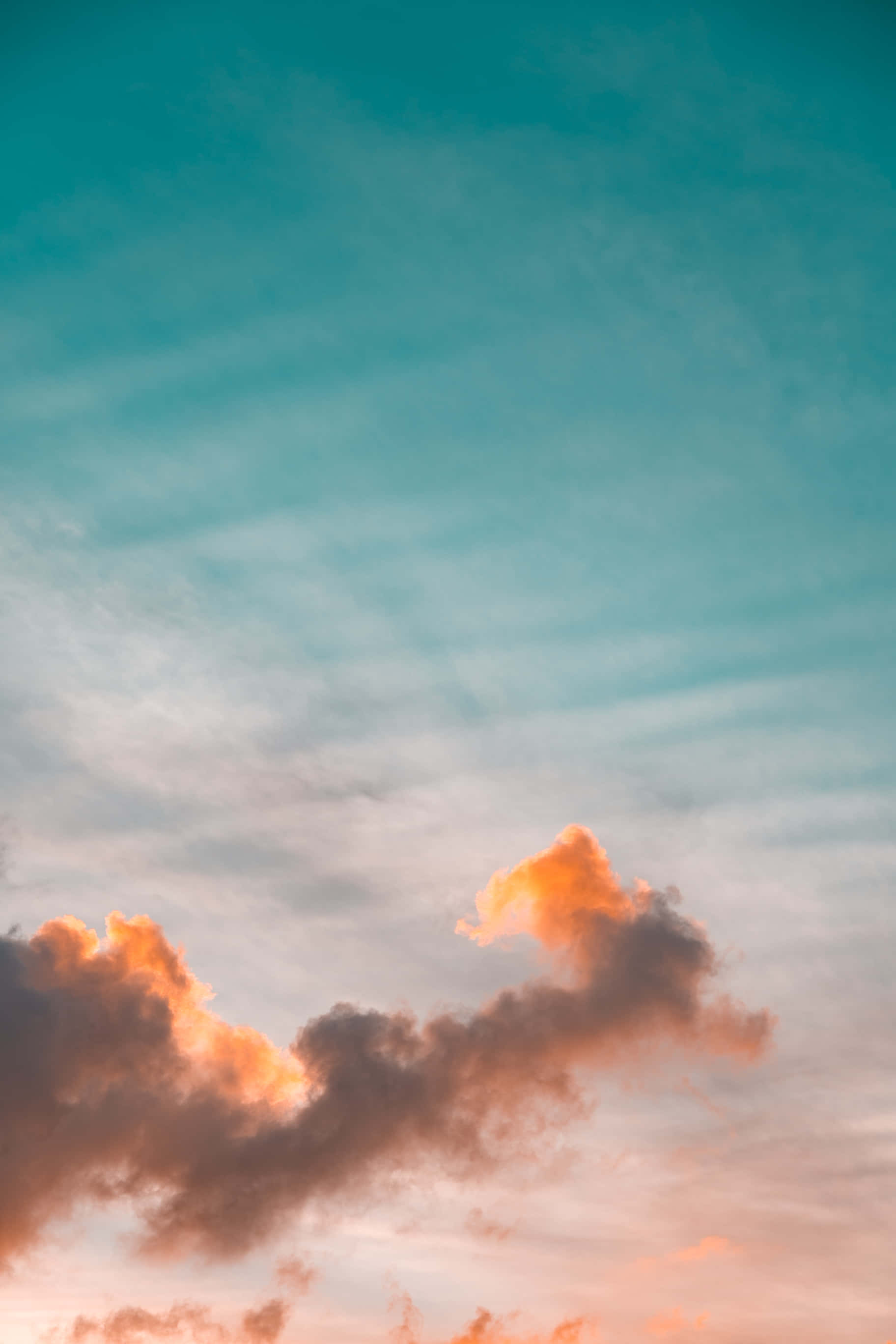 orange, teal, sunset, 2K Phone Wallpaper