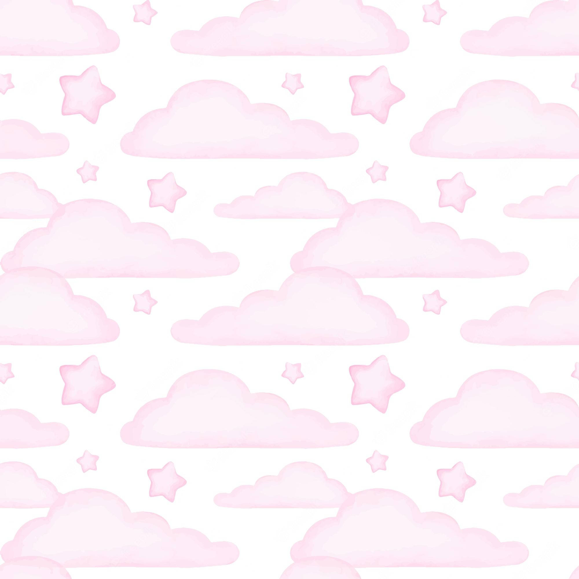 Clouds Phone, soft pink, stars, Full HD Desktop Wallpaper