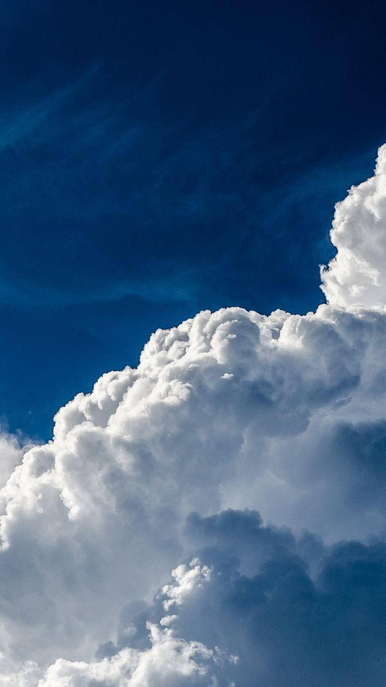 Clouds Phone, cottony white clouds, deep royal blue sky, Full HD Phone Wallpaper