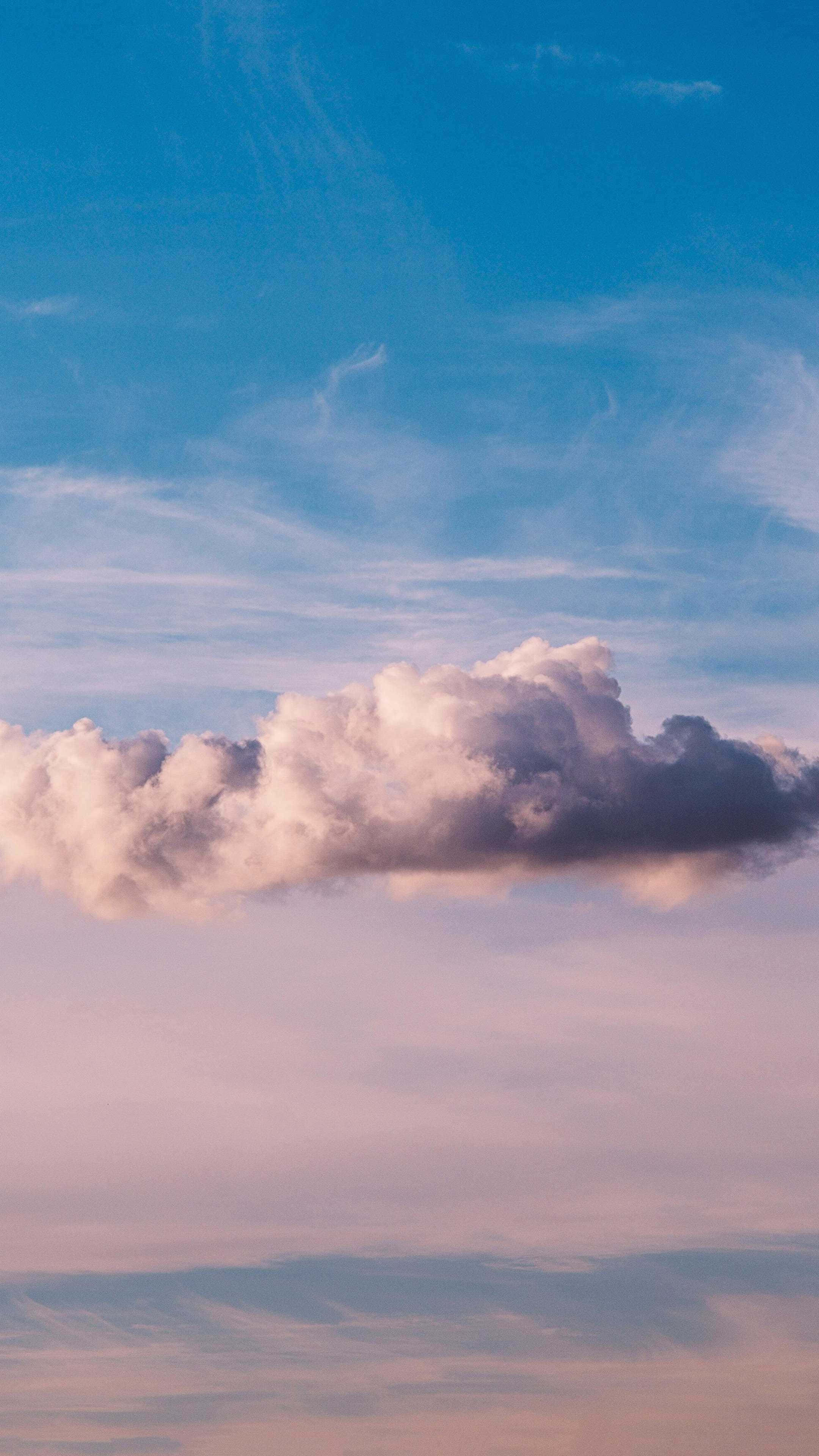 pink and blue sky, fluffy cloud, glowing, 4K Phone Wallpaper