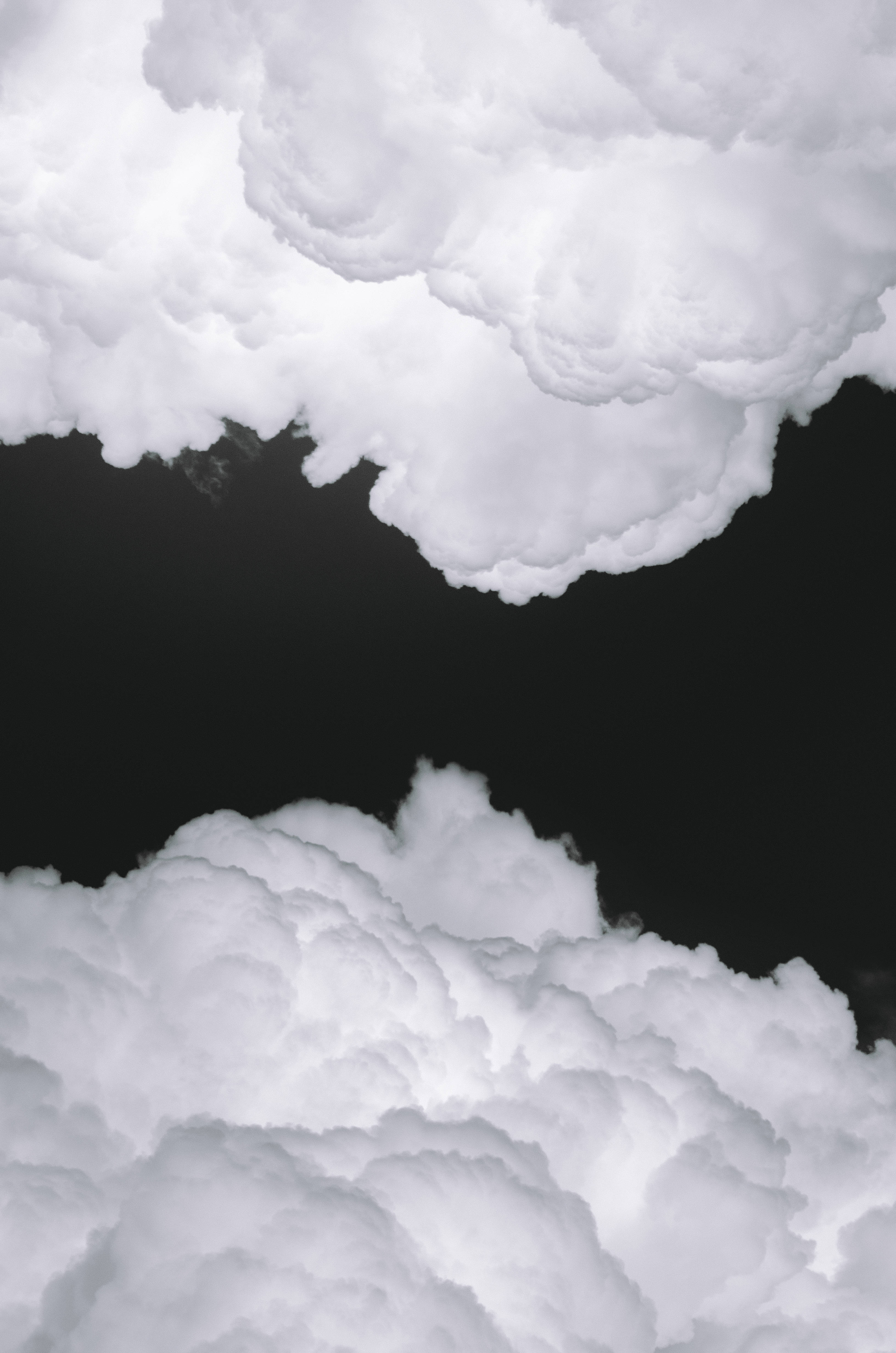 cloudy sky, white aesthetic, stark black sky, 4K Phone Wallpaper