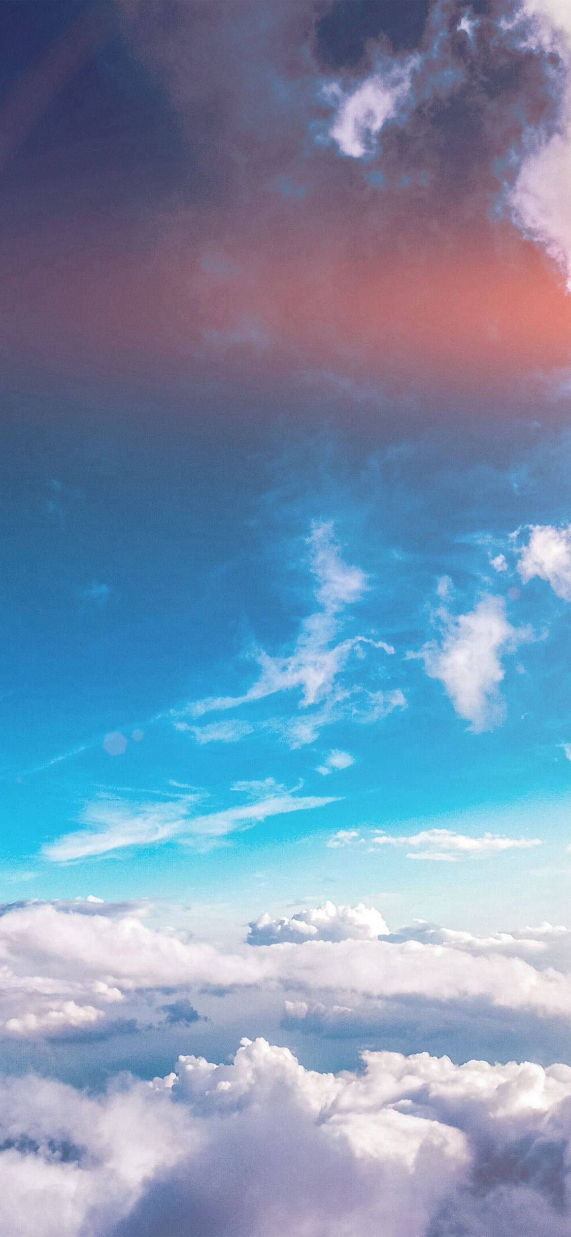 blue clouds aeshetic phone, vibrant blue sky, fluffy white clouds, Full HD Phone Wallpaper