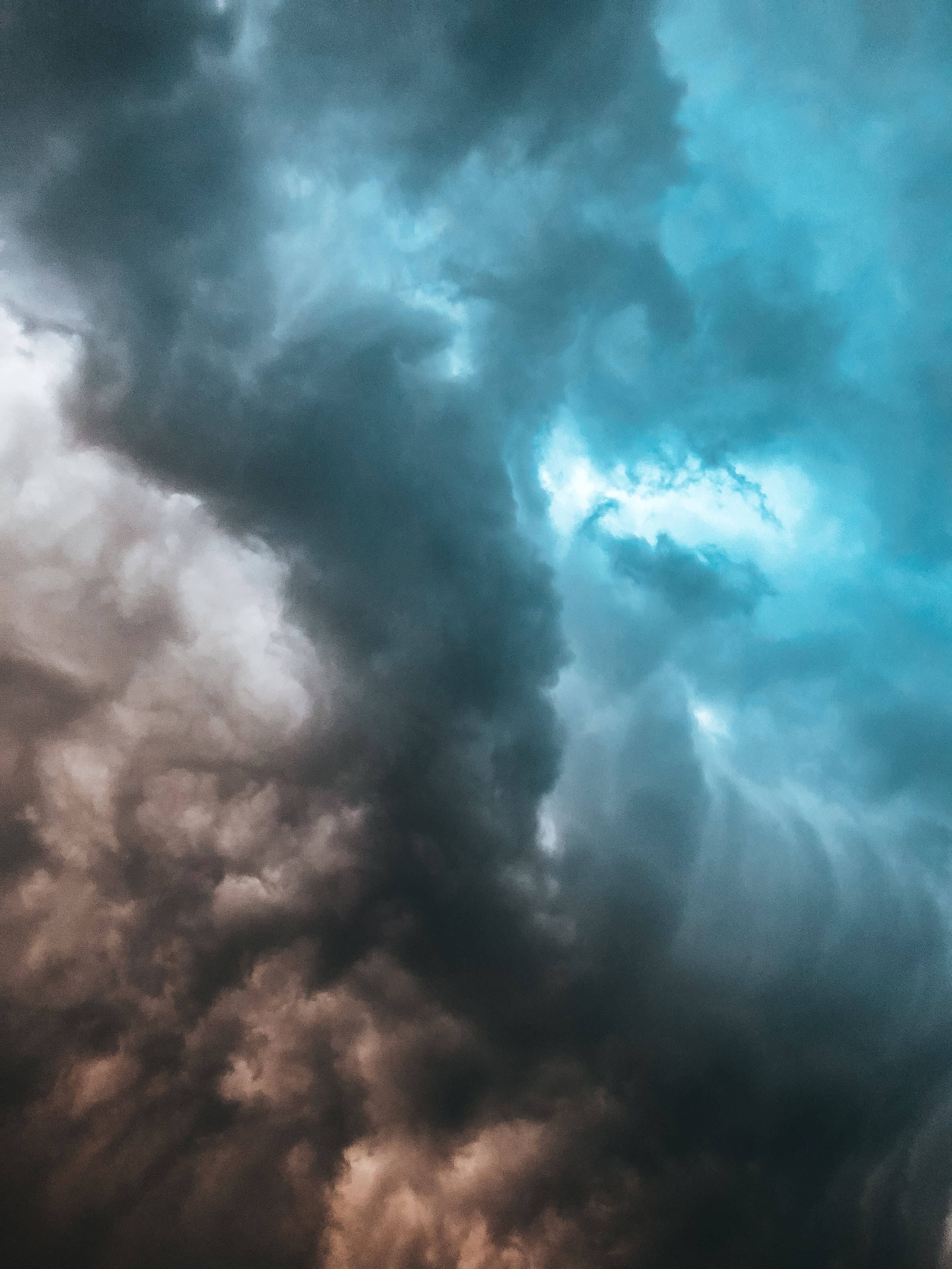 gray and blue lightning nimbus, cloudy sky, deep teal, 2K Phone Wallpaper