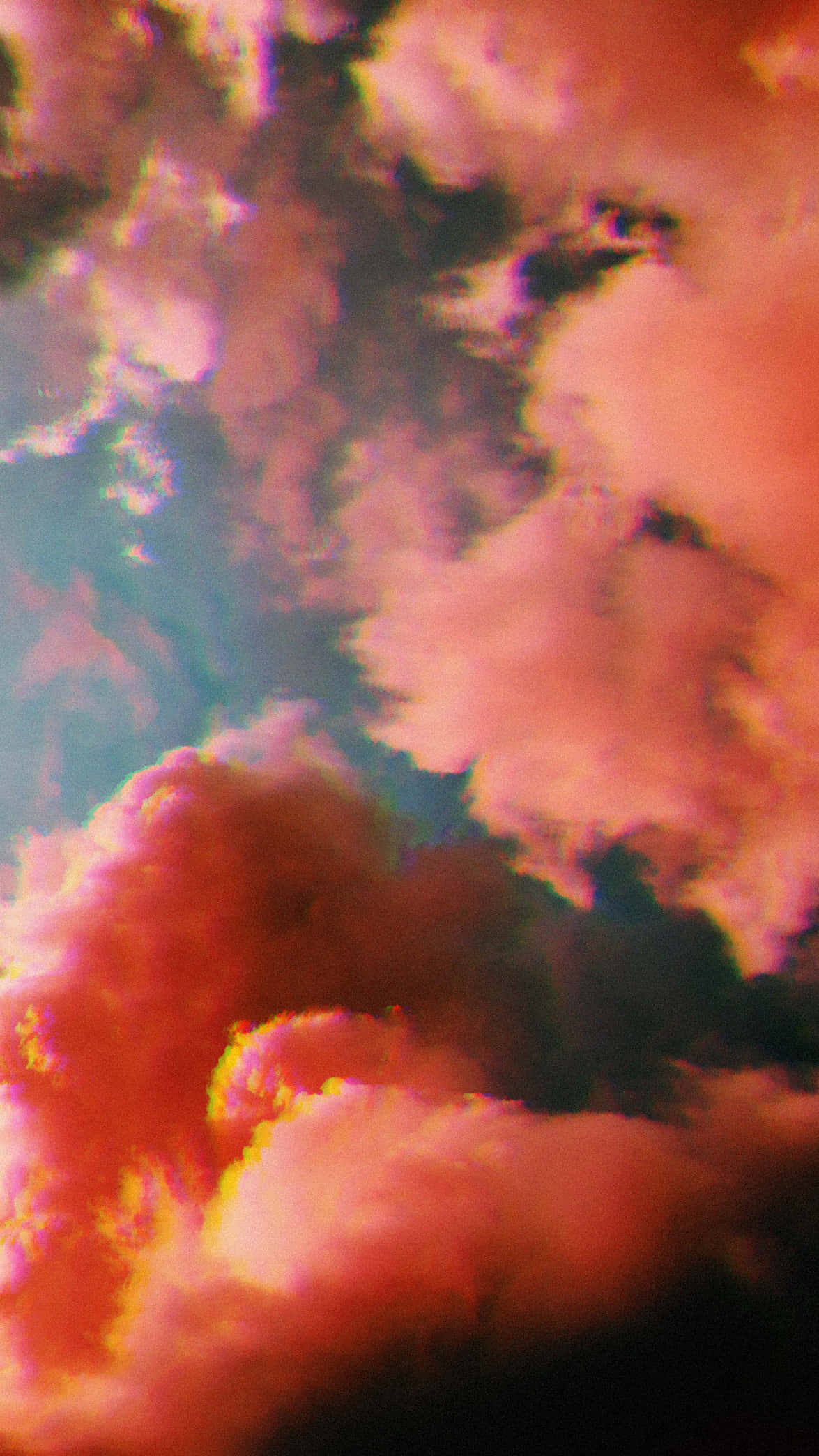 orange aesthetic, pink and orange clouds, teal sky, Full HD Phone Wallpaper