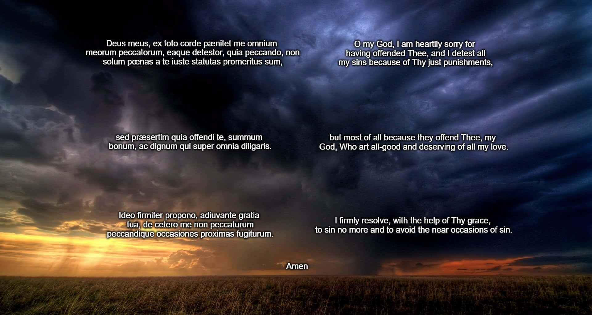 sunset, grassy field, dark storm clouds, Full HD Desktop Wallpaper