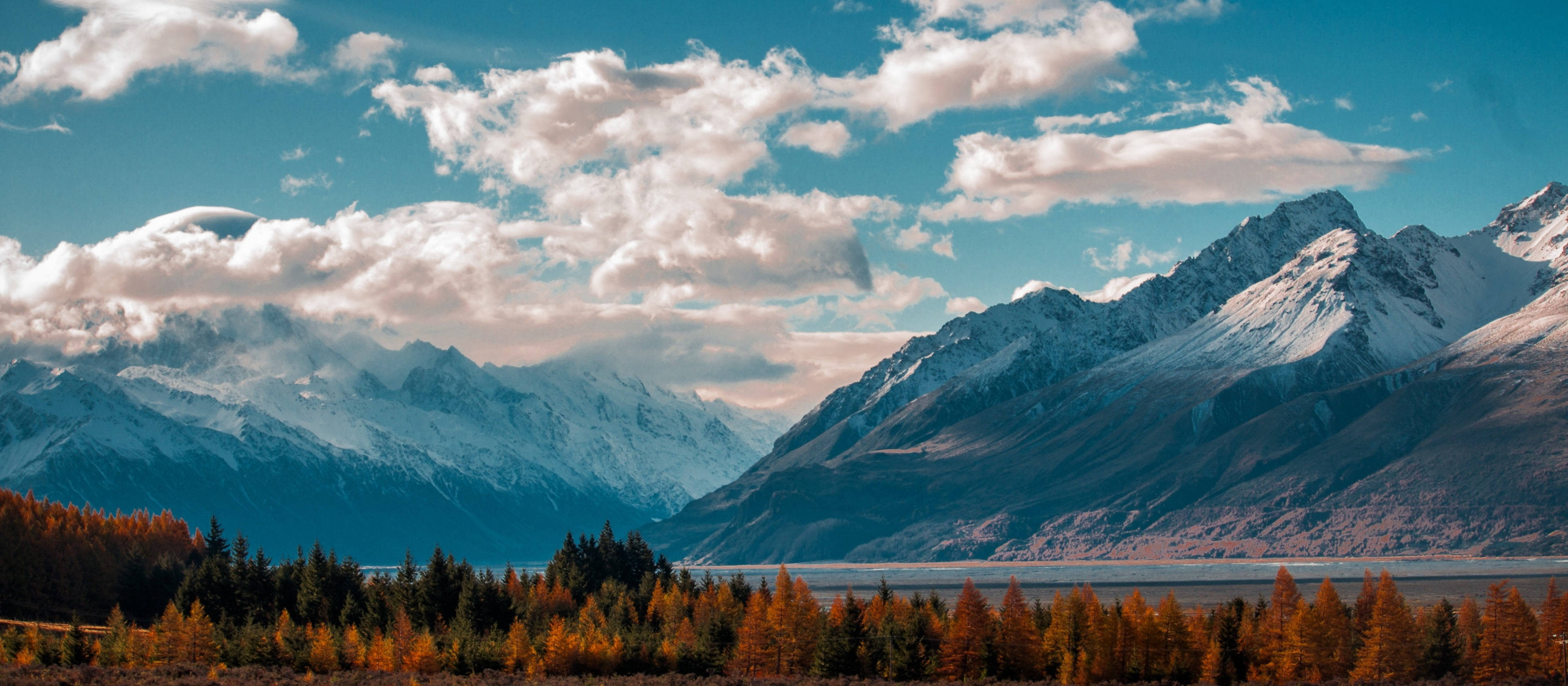 Crisp Cloudy Mountains, professional desktop, snowcapped mountains, 4K Desktop Wallpaper