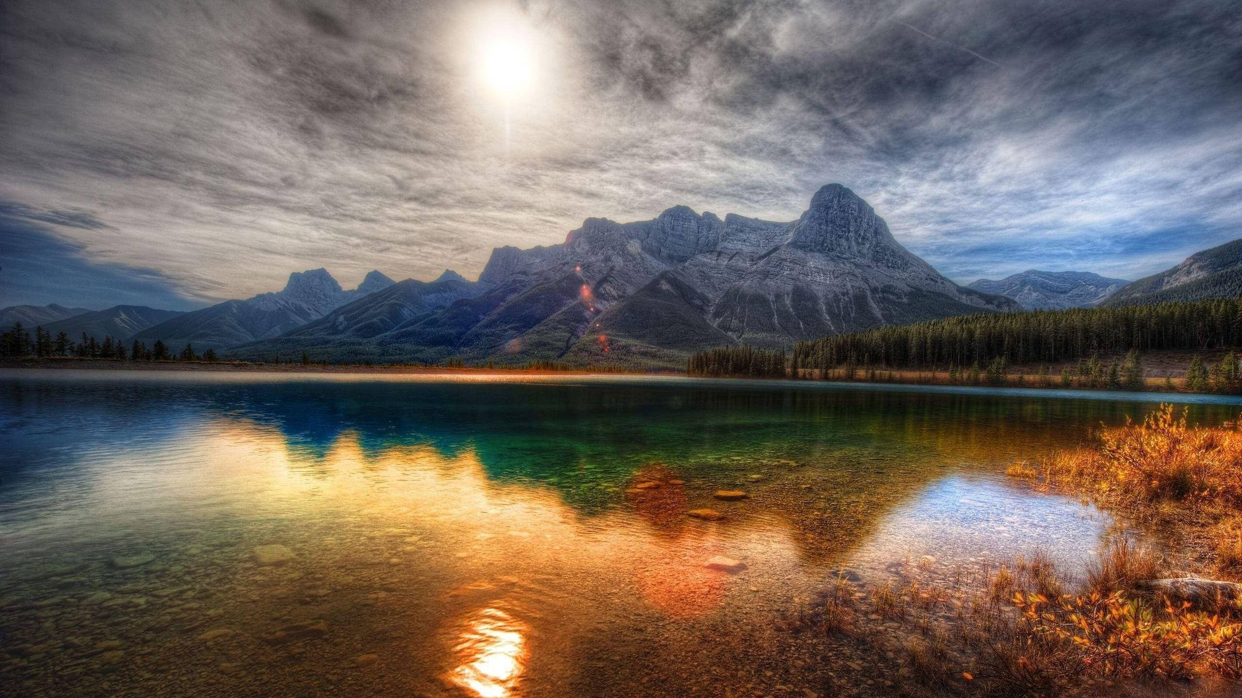 1440p HD, mountain lake, dramatic sky, 2K Desktop Wallpaper