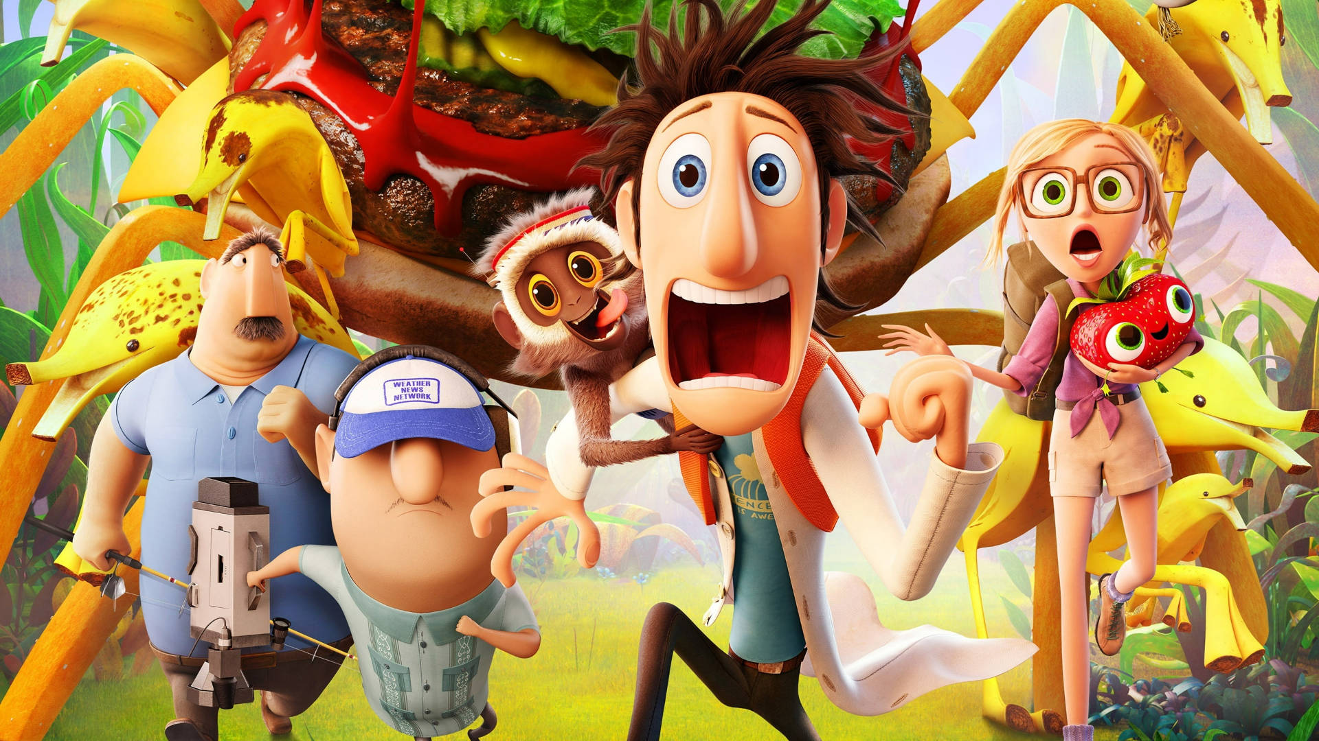 Cloudy With A Chance Of Meatballs 2, characters, giant burger, Full HD Desktop Wallpaper