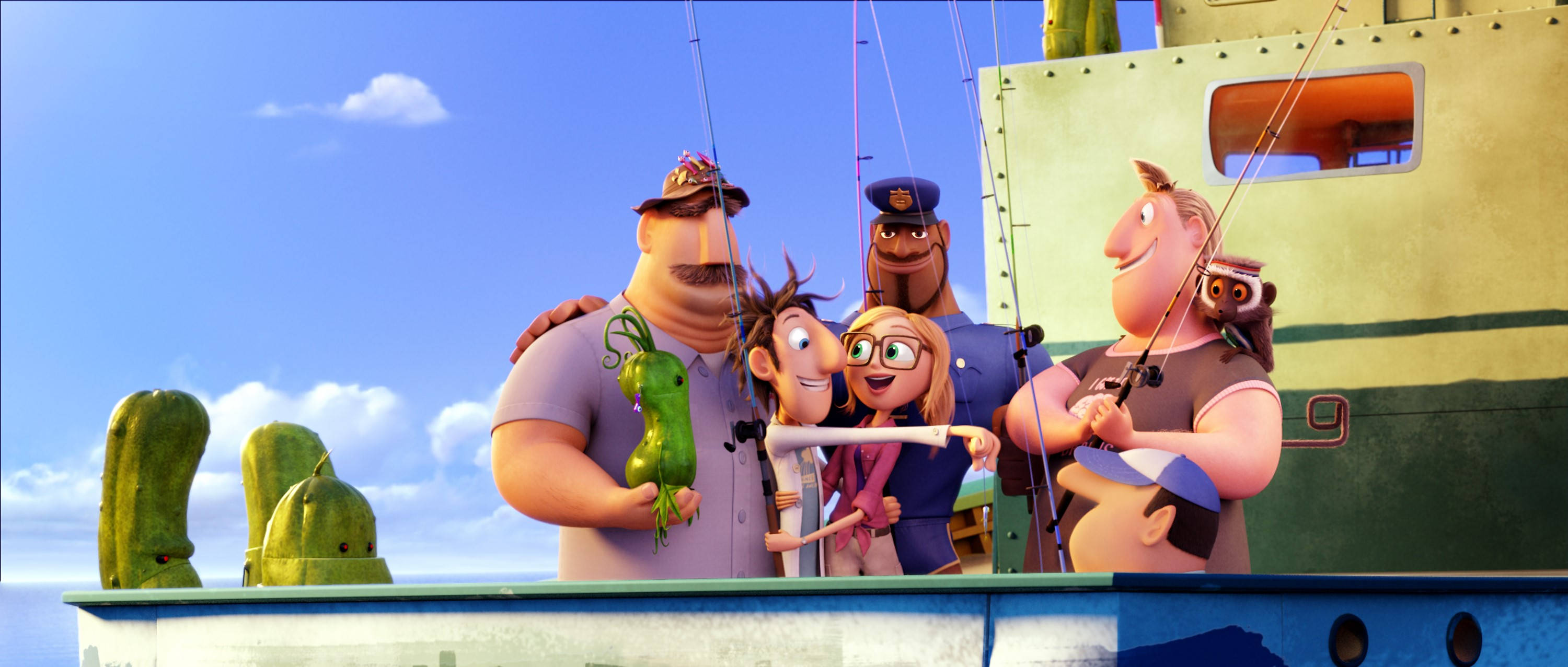 Cloudy With A Chance Of Meatballs 2, boat, fishing rods, 2K Desktop Wallpaper