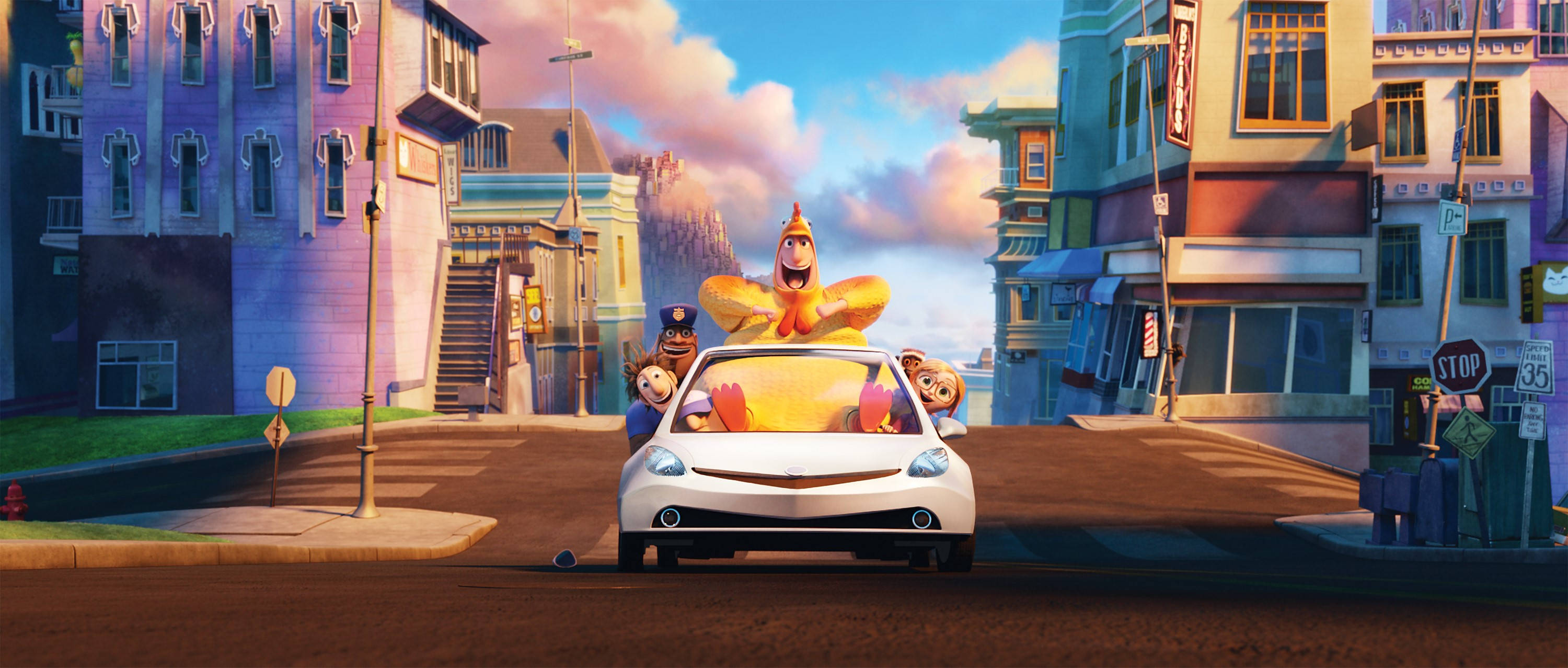 Cloudy With A Chance Of Meatballs 2, characters, car, 2K Desktop Wallpaper