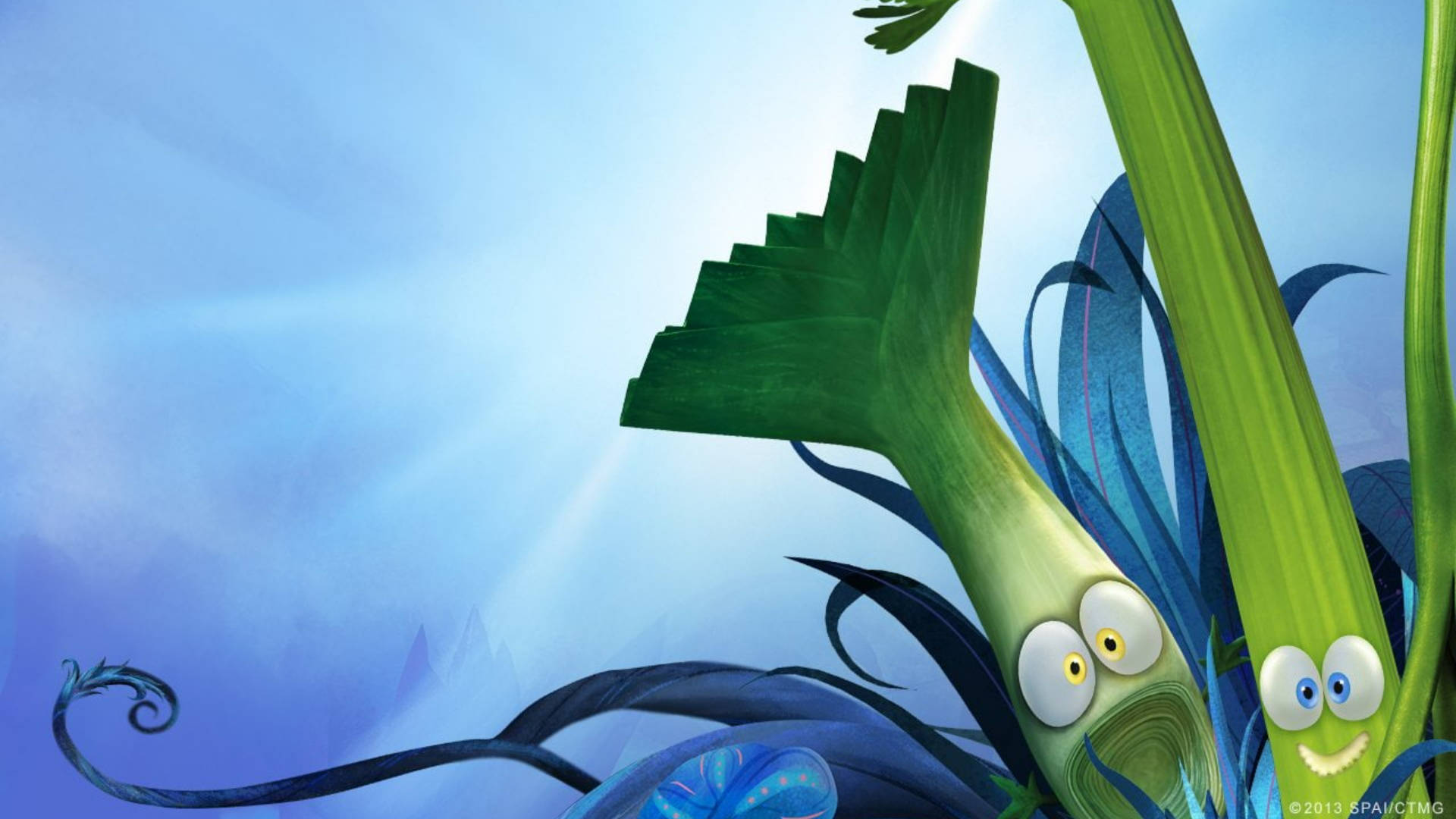 Cloudy With A Chance Of Meatballs 2, leeks, googly eyes, Full HD Desktop Wallpaper