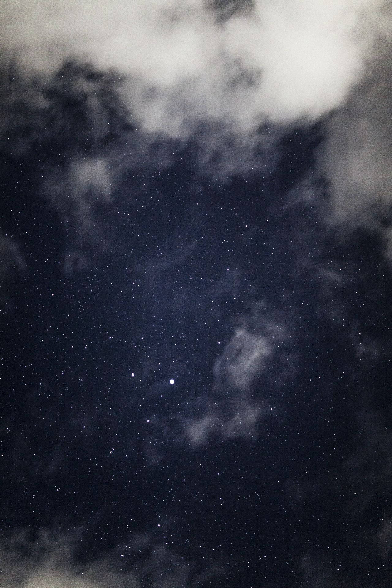 Cloudy Sky, starry night sky, scattered clouds, Full HD Phone Wallpaper