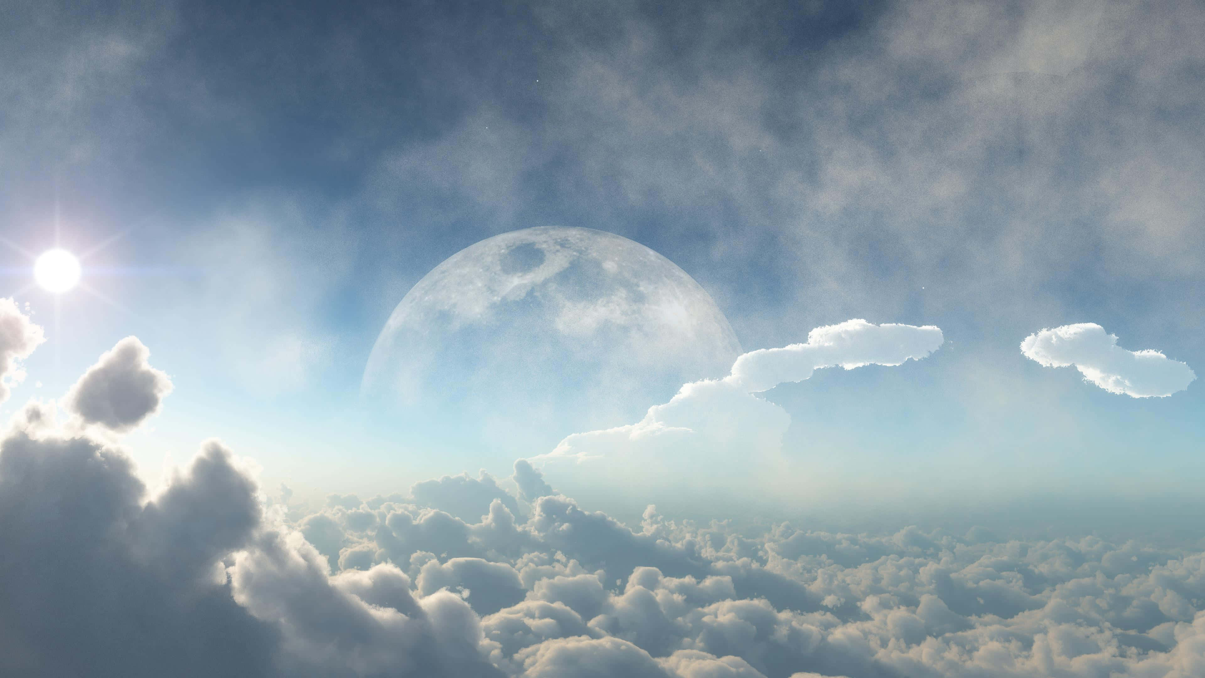 spectacular cloudscape, lush green meadows, sun, 4K Desktop Wallpaper