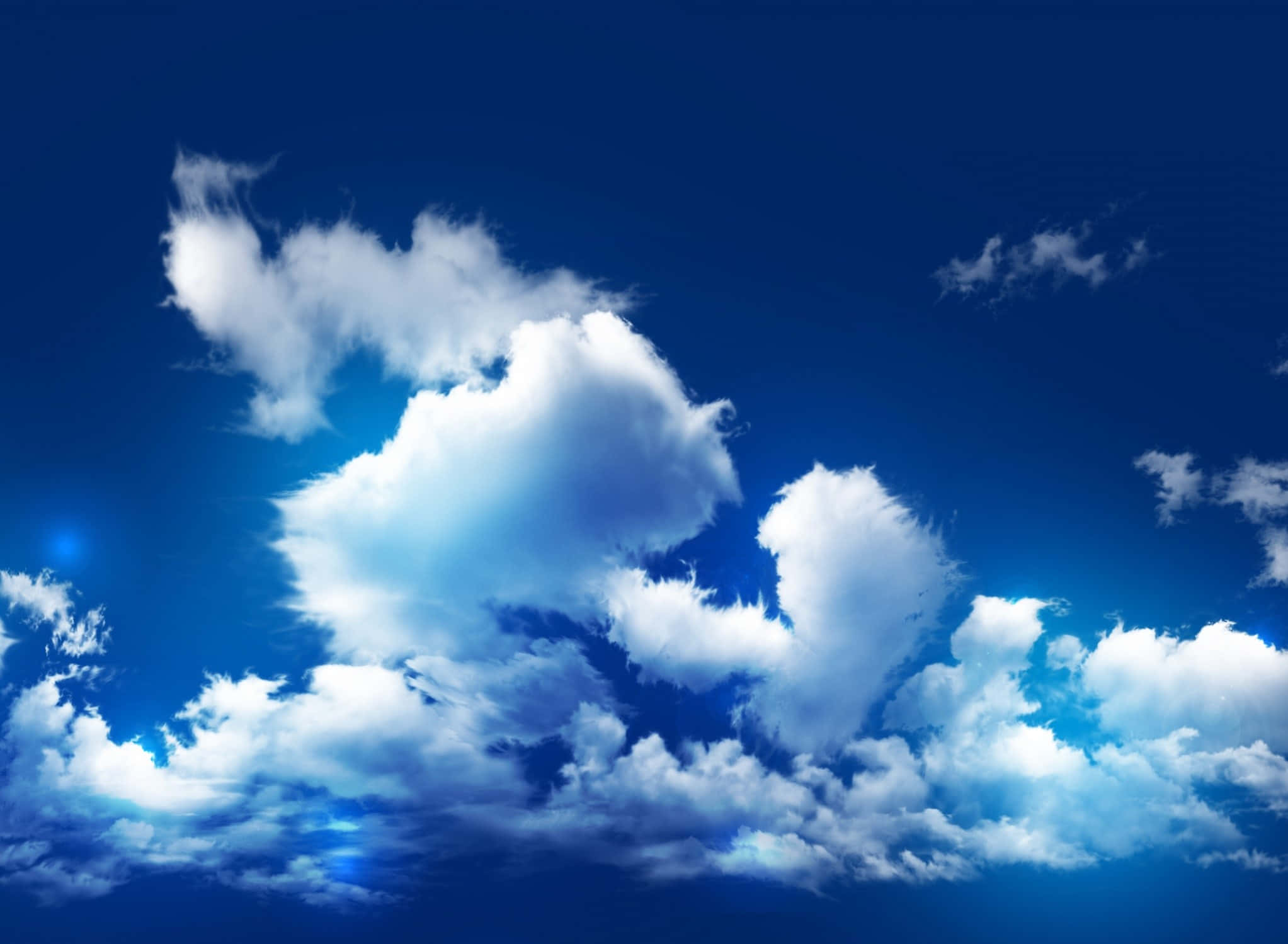 dense cloud cover, aerial view, deep blue sky, Full HD Desktop Wallpaper