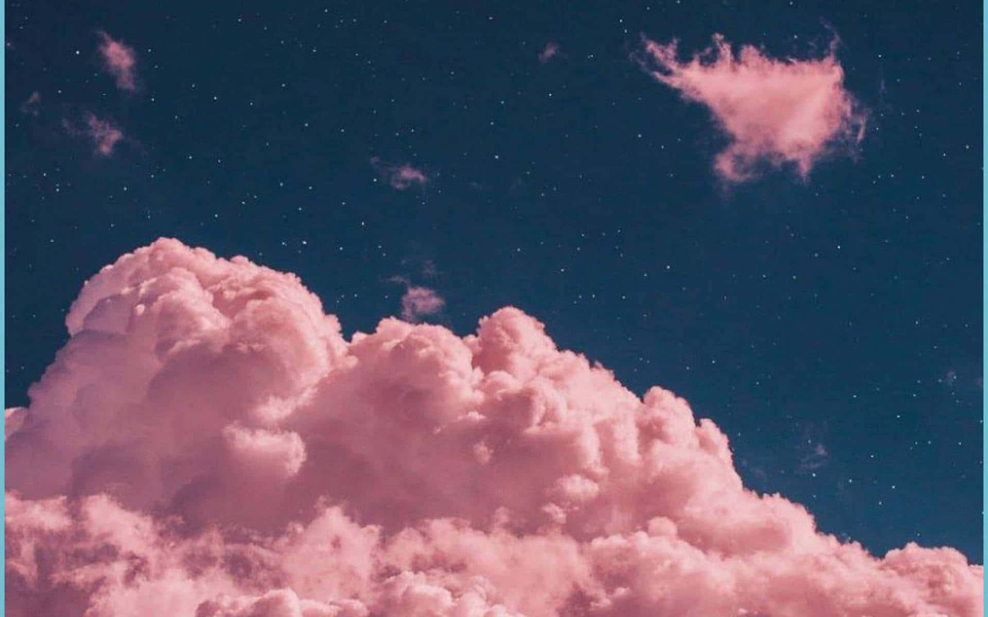 pink cloud formation, deep blue starry night sky, scattered stars, Full HD Desktop Wallpaper