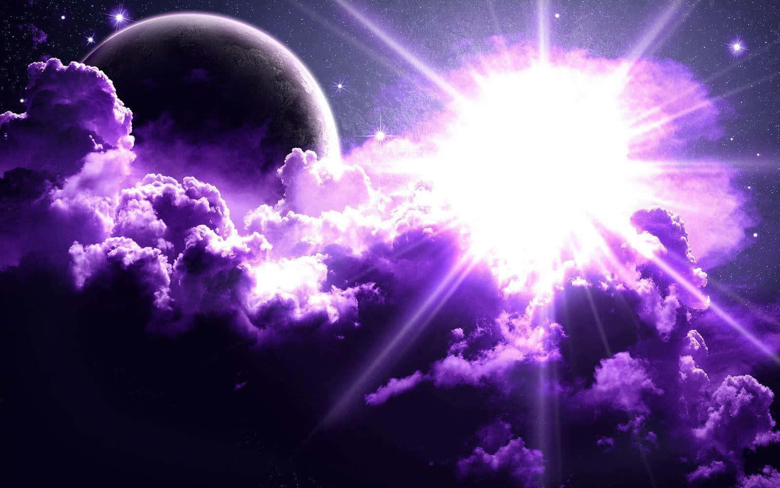 purple cool, Bright Cloudy Moon, cosmic clouds, HD Desktop Wallpaper