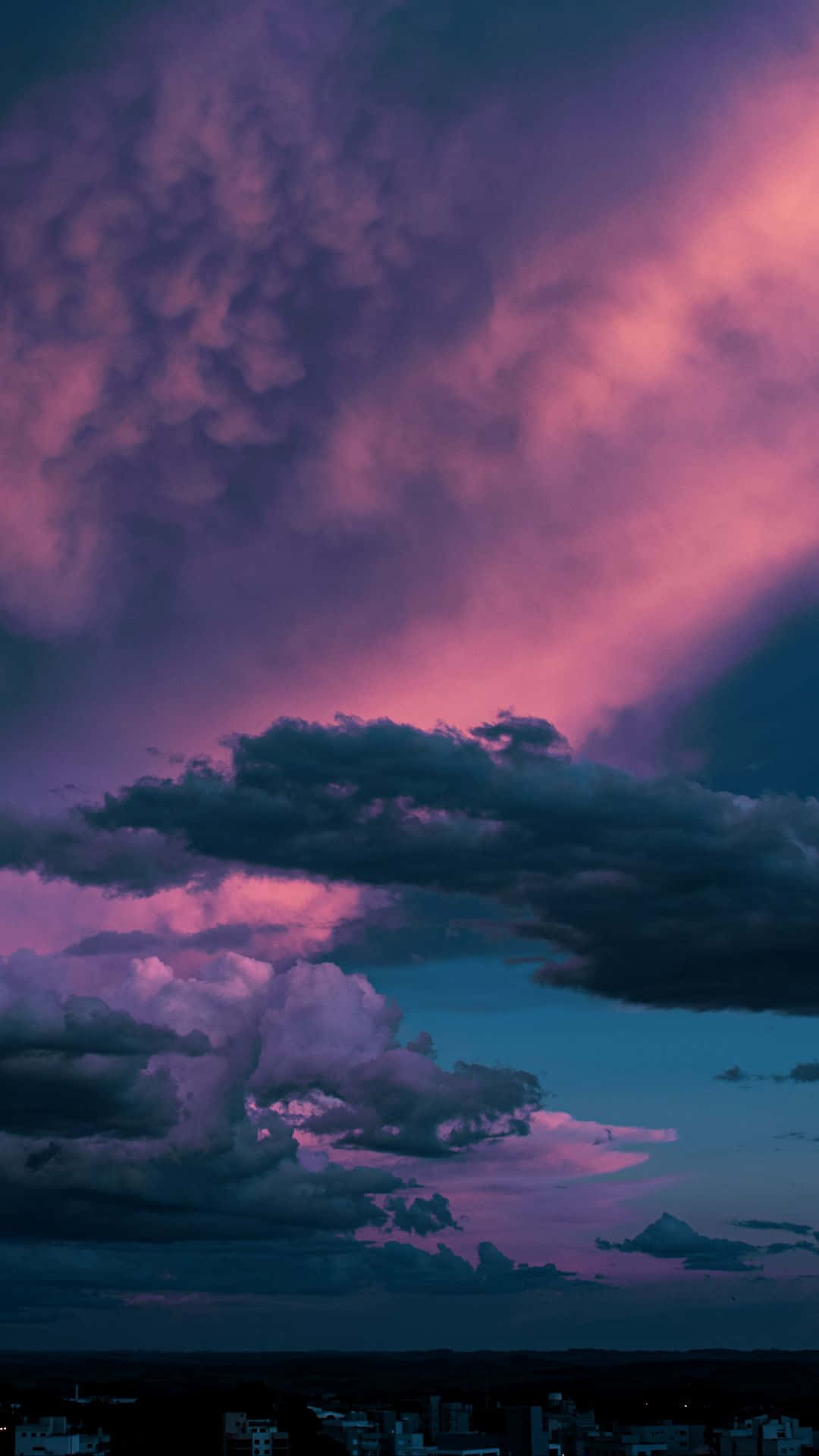 twilight sky, purple clouds, pink clouds, Full HD Phone Wallpaper