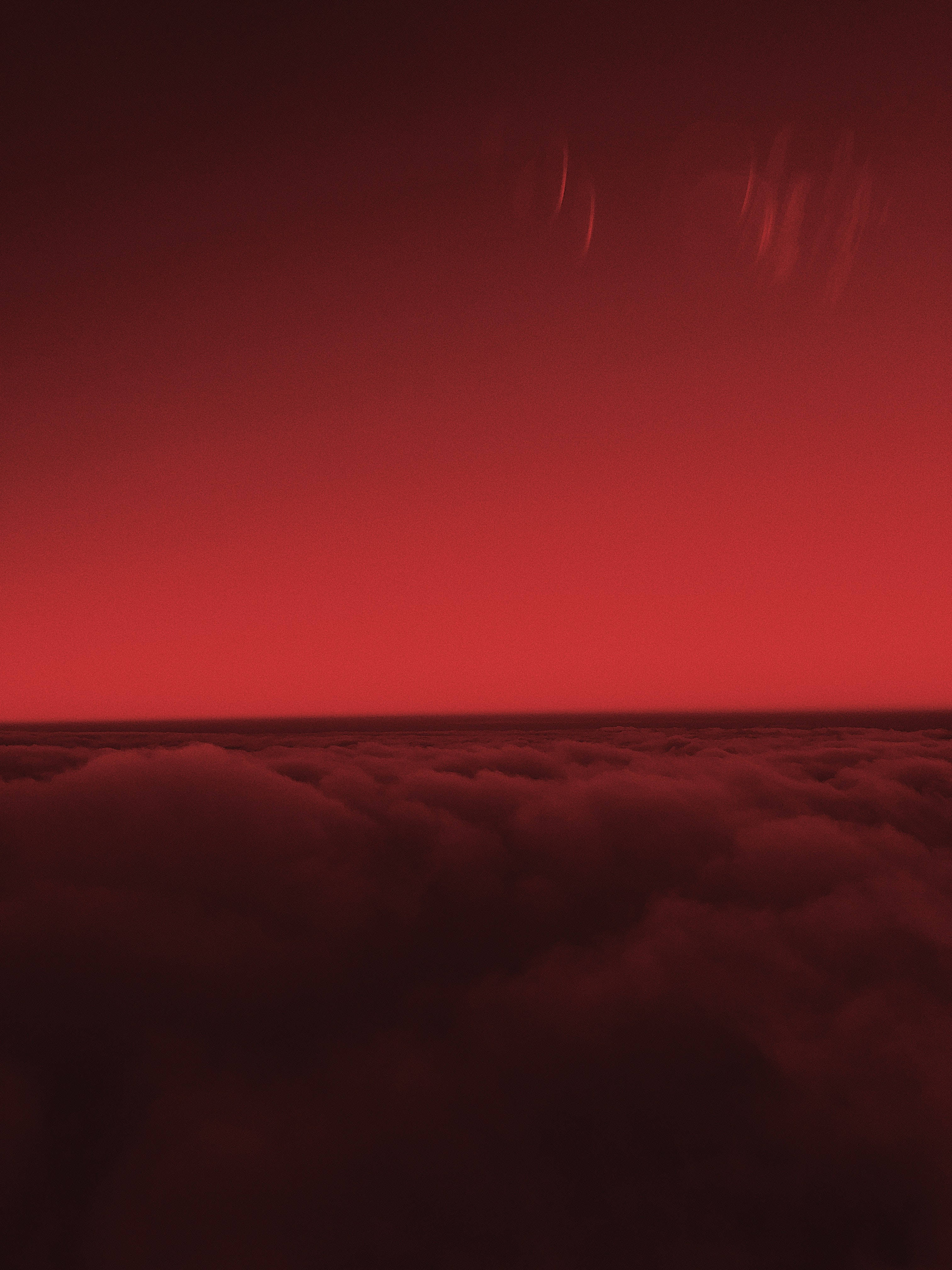 red cloud, crimson twilight, aerial view, 4K Phone Wallpaper
