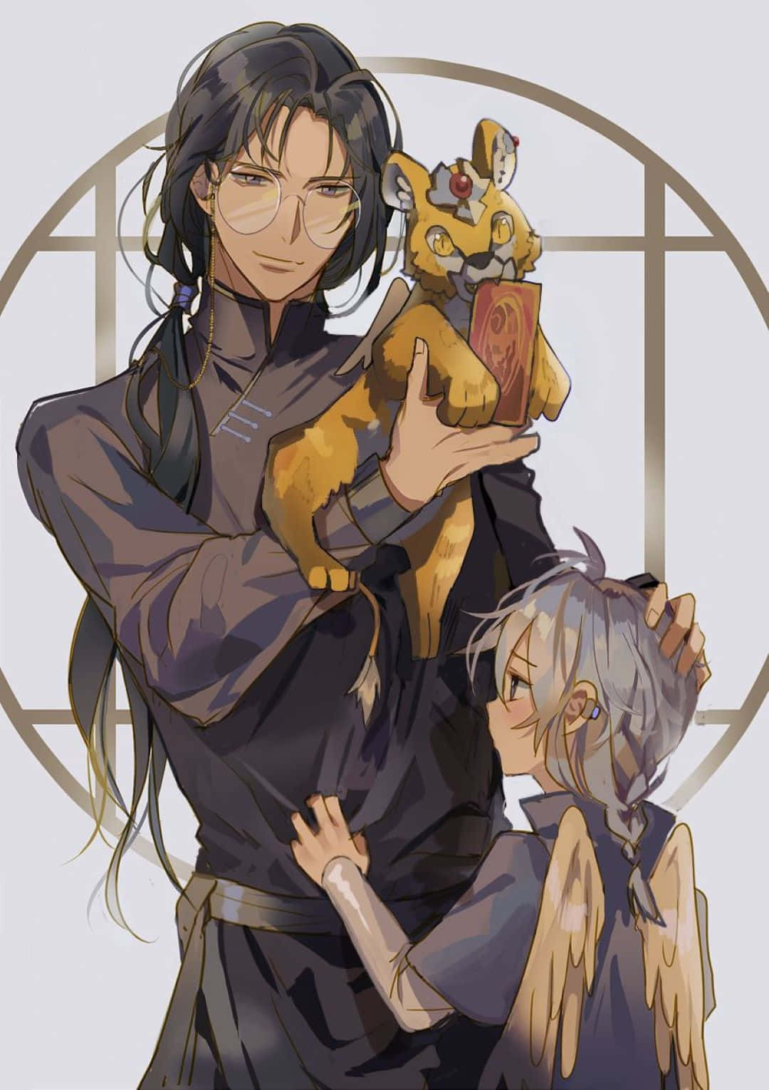 Clow Reed, golden tiger plush, silver-haired child, HD Phone Wallpaper