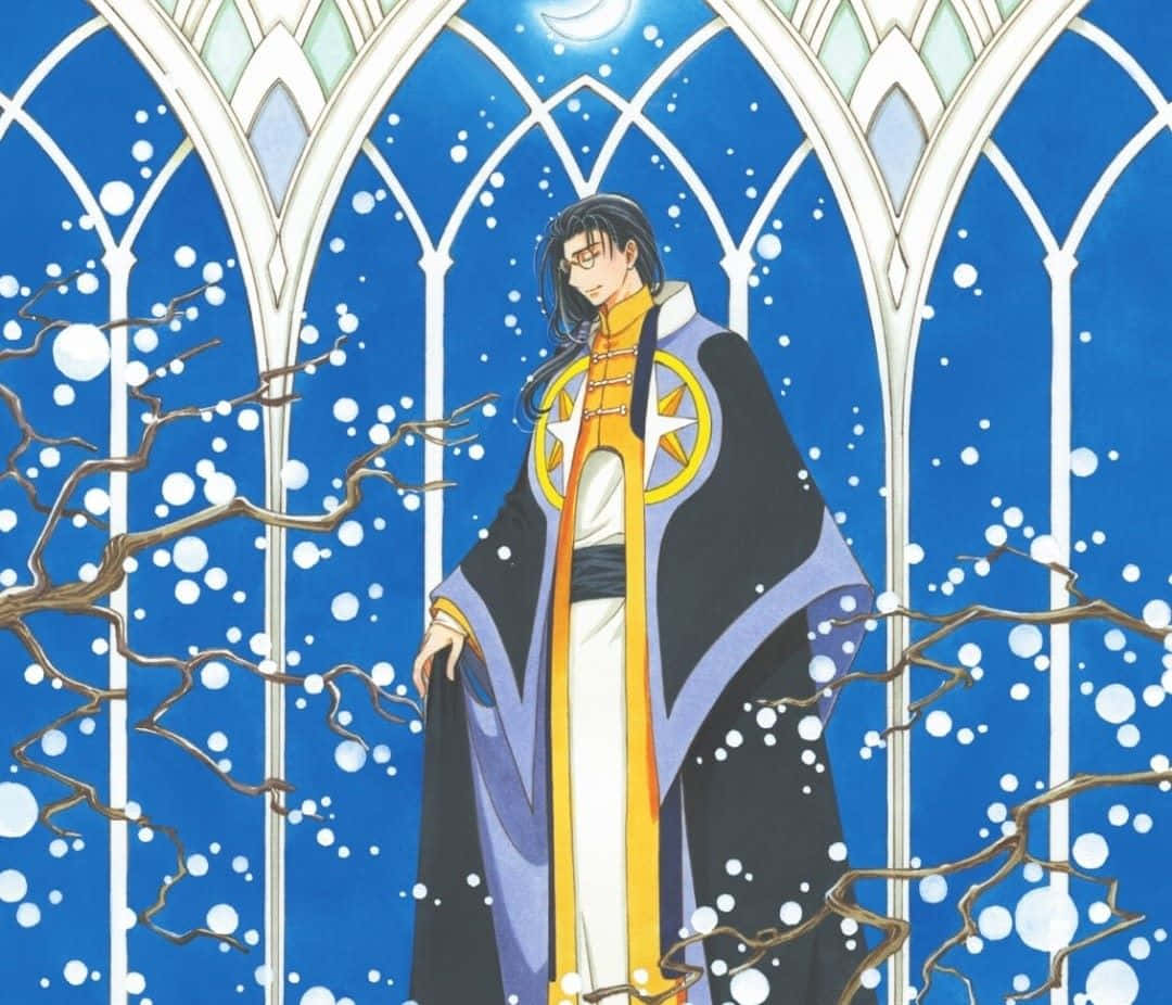 Clow Reed, black and gold robe, snowfall, SD Desktop Wallpaper