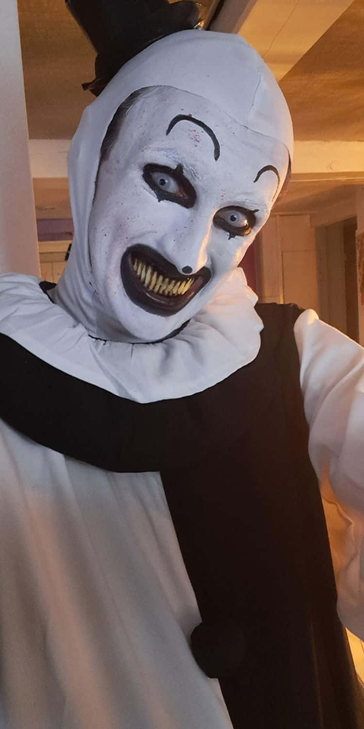 Art The Clown, white clown costume, exaggerated black makeup, HD Phone Wallpaper