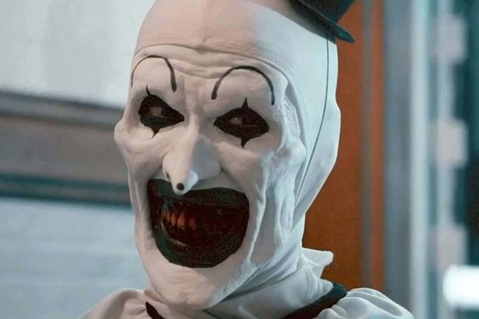 Art The Clown, white mask, black eyes, HD Desktop Wallpaper