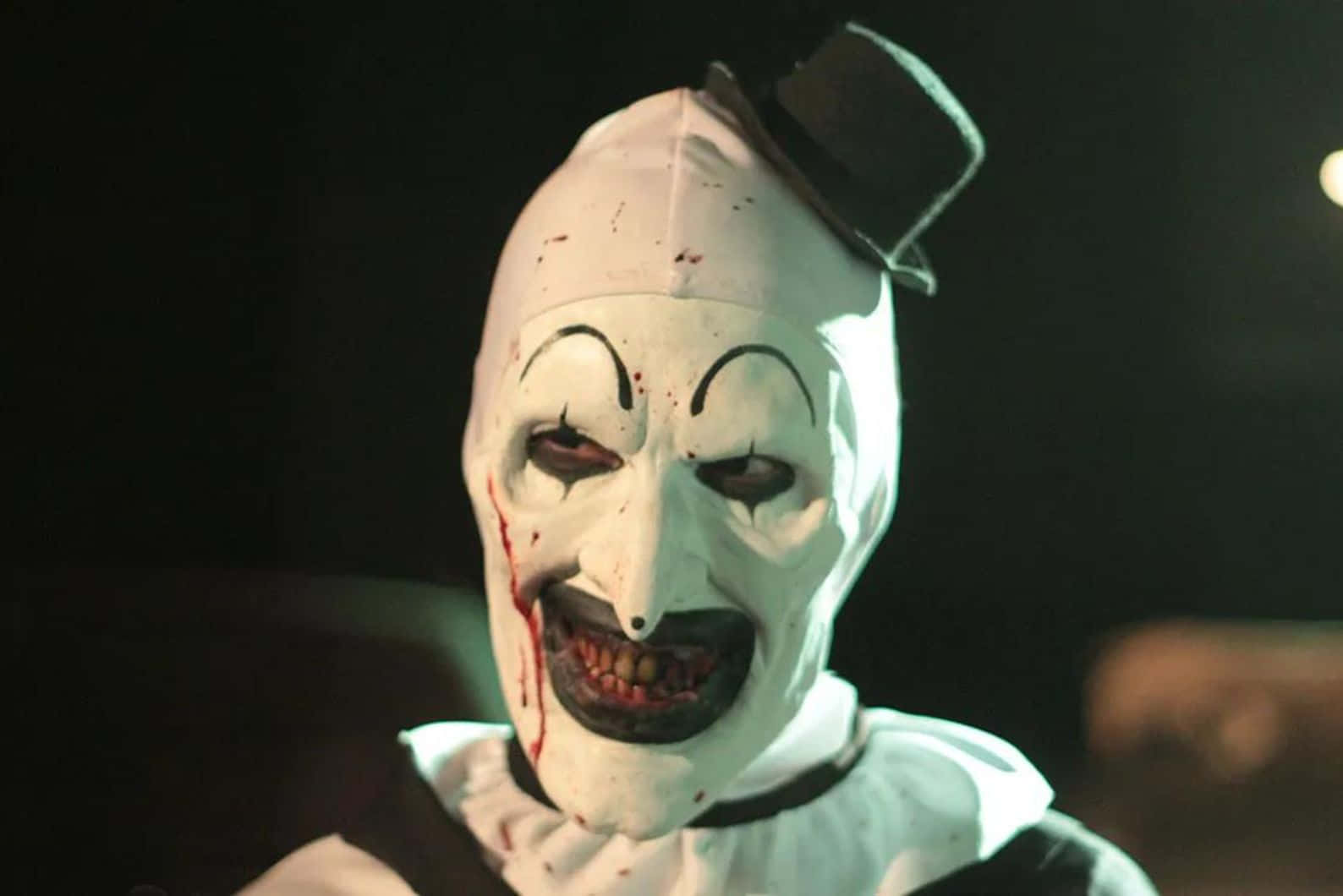 Art The Clown, white clown mask, top hat, HD Desktop Wallpaper
