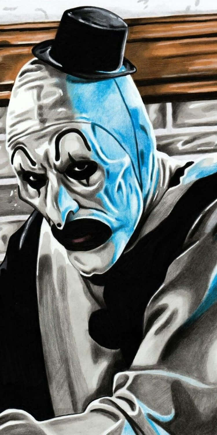 Art The Clown, blue and white painted face, black top hat, HD Phone Wallpaper