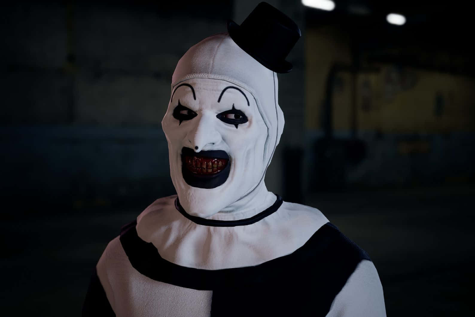 Art The Clown, white mask, black top hat, HD Desktop Wallpaper