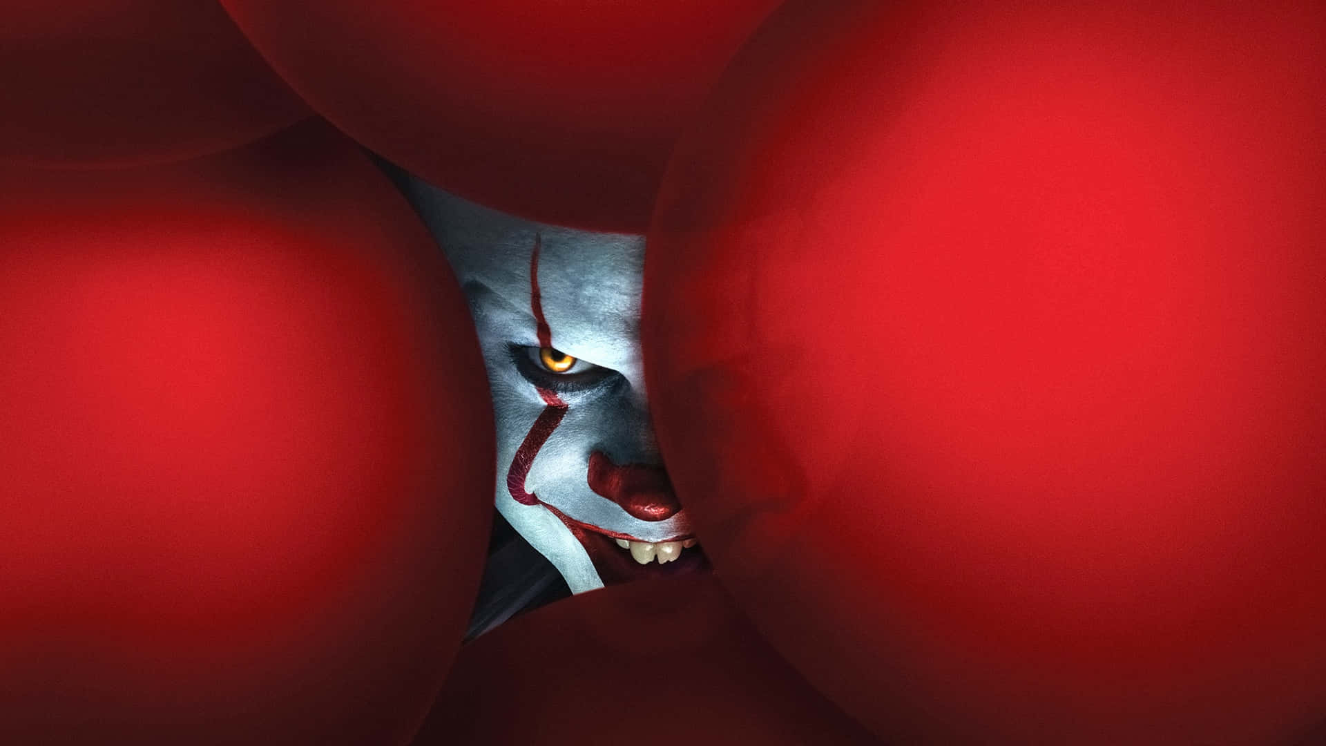 creepy clown, yellow eyes, red lips, Full HD Desktop Wallpaper