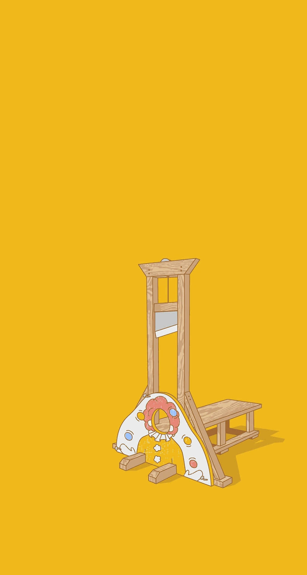 clown guillotine, clown face base, mustard yellow background, Full HD Phone Wallpaper