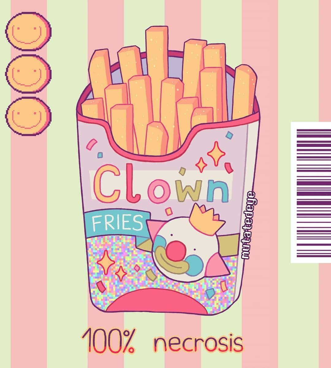 clown fries, smiling clown face, pixelated smiley icons, SD Phone Wallpaper