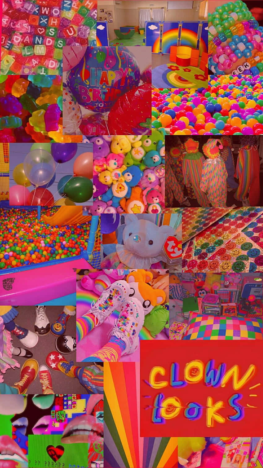 colorful clown aesthetic, clown-themed decor, colorful toys, HD Phone Wallpaper