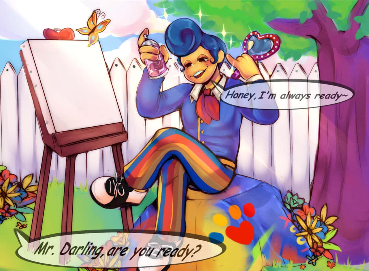 colorful clown, blue hair, spray paint, HD Desktop Wallpaper