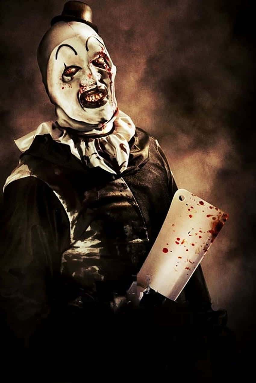 creepy clown, bloody knife, bloodied face, SD Phone Wallpaper