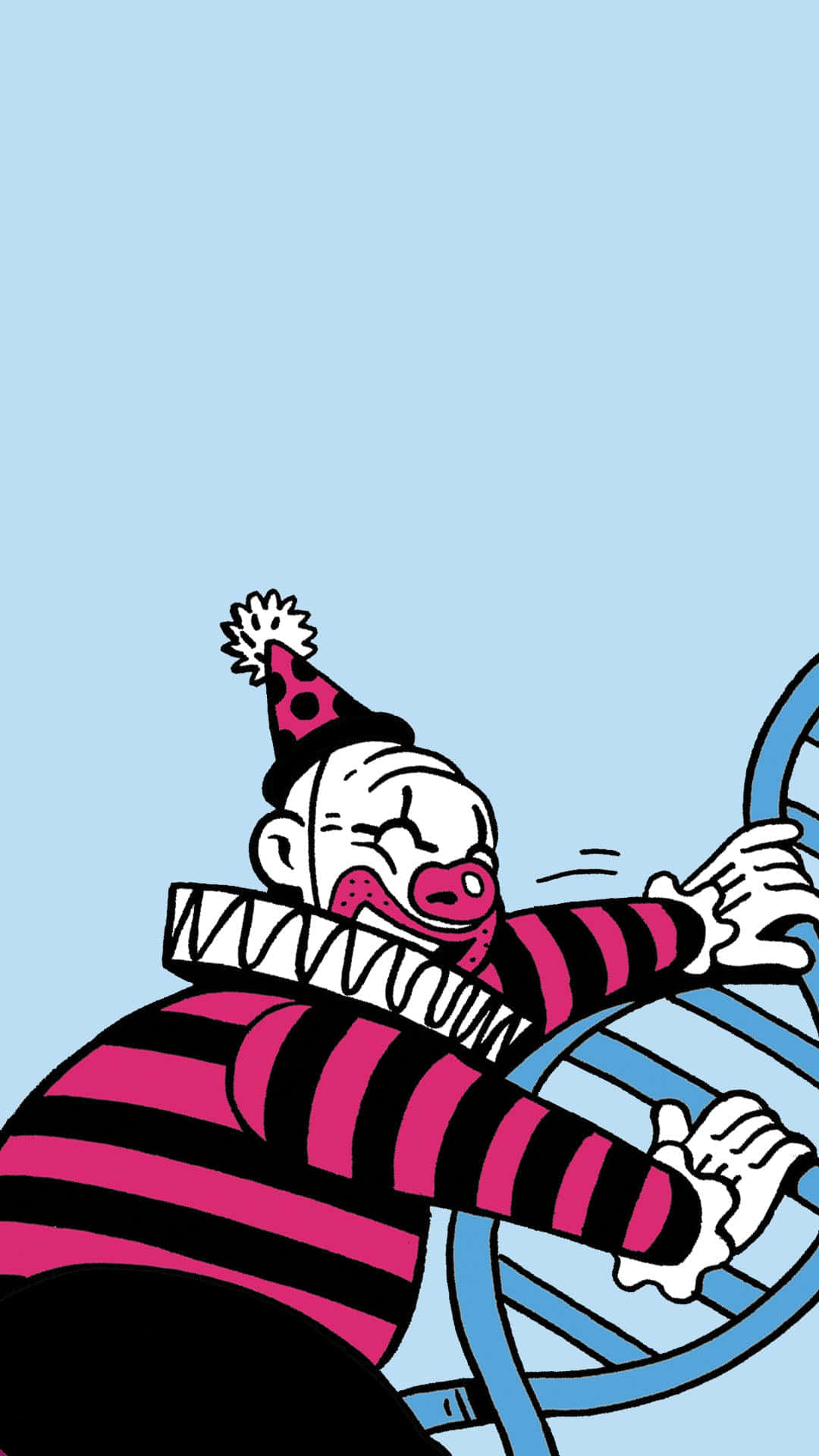 clown, pink and black striped outfit, party hat, Full HD Phone Wallpaper