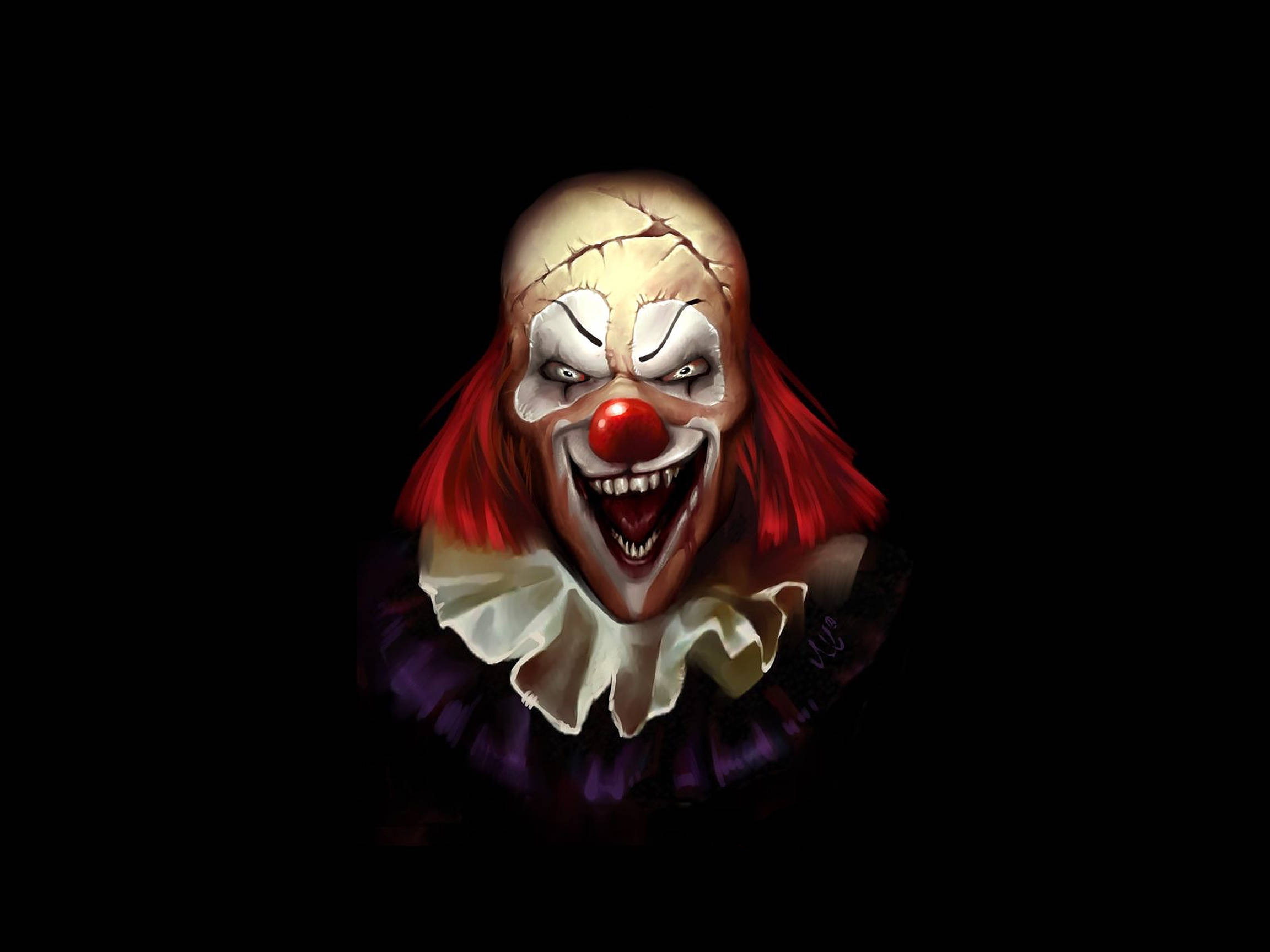 Clown, cracked makeup, wide toothy grin, Full HD Desktop Wallpaper