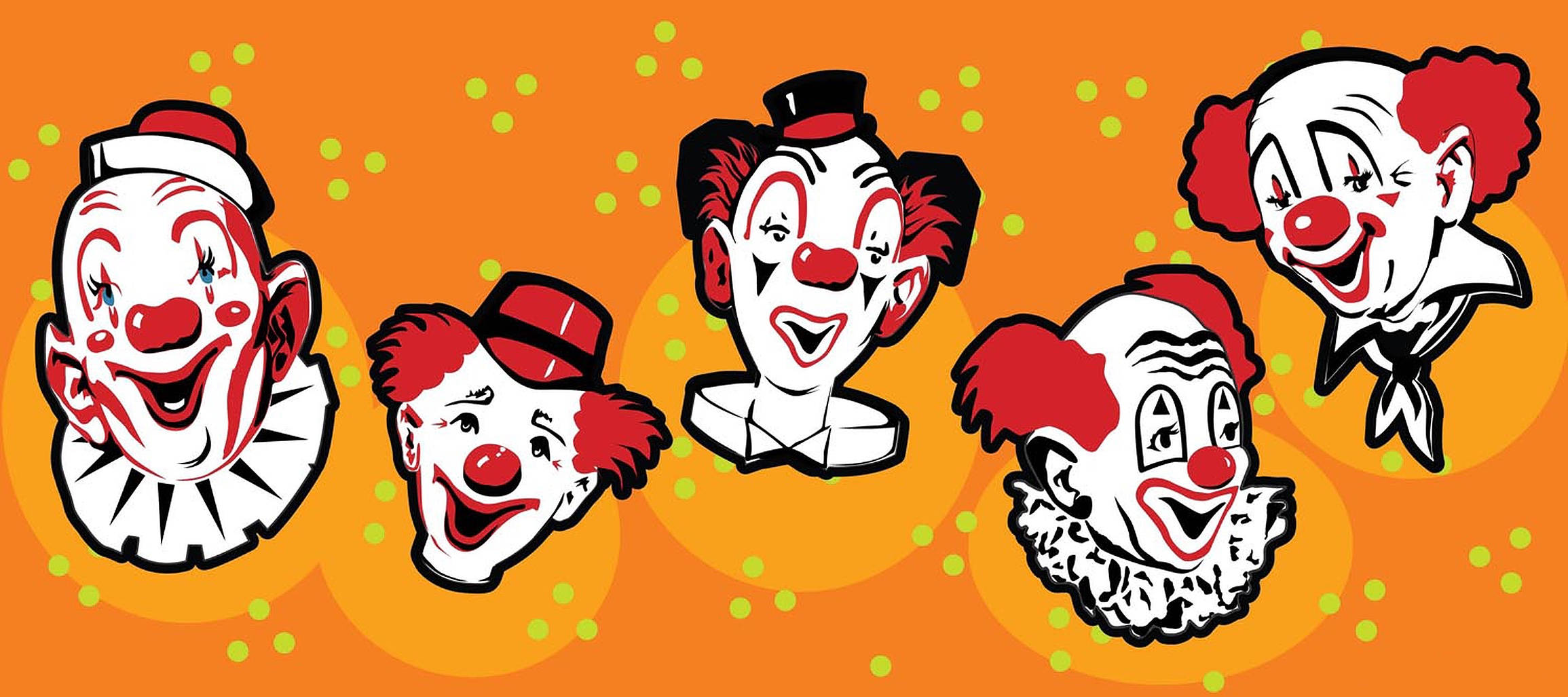 clowns, red hair, red noses, Full HD Desktop Wallpaper