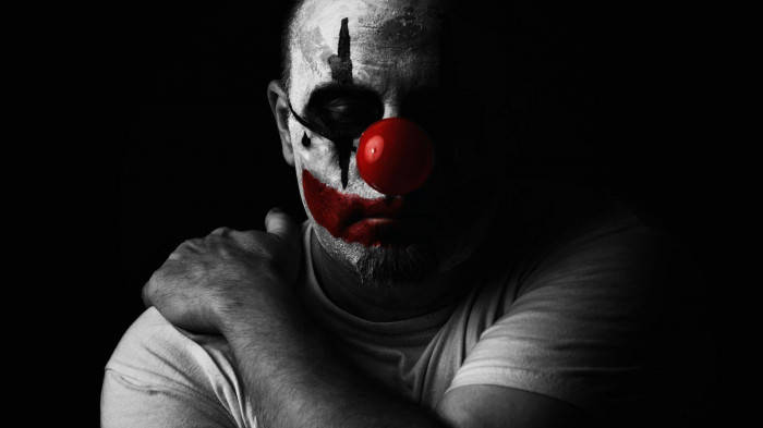 Sad Joker Clown, clown makeup, red nose, SD Desktop Wallpaper