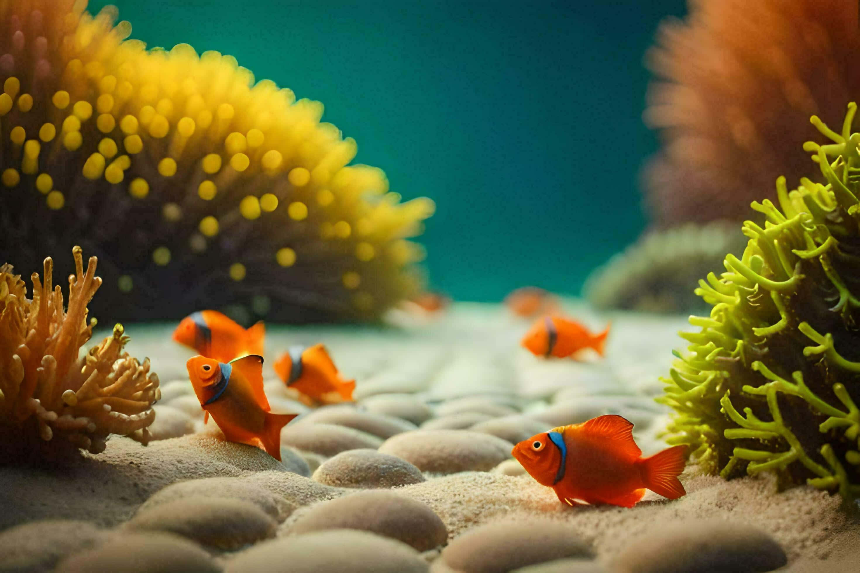 colorful clownfish, coral reefs, vibrant orange clownfish, 2K Desktop Wallpaper
