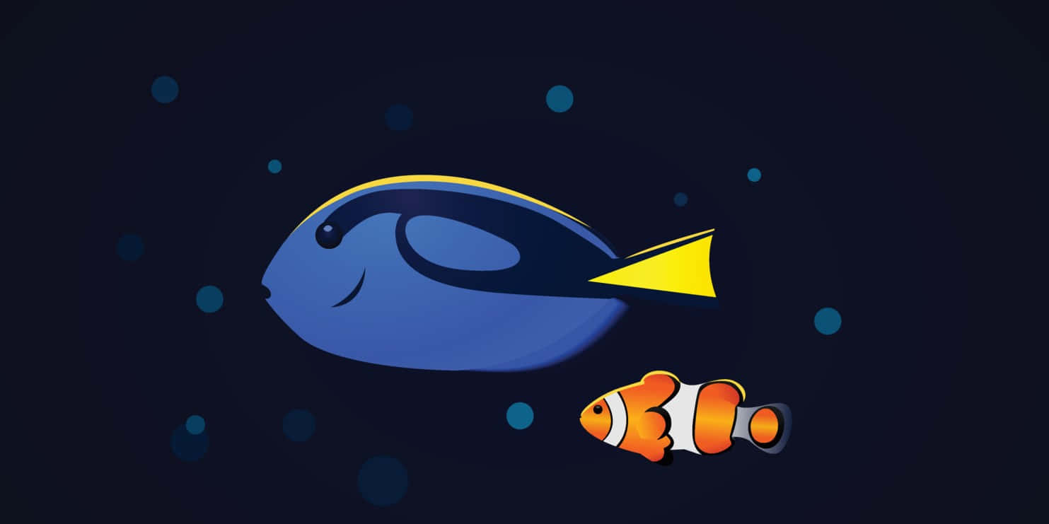 blue tang, clownfish, yellow accents, HD Desktop Wallpaper