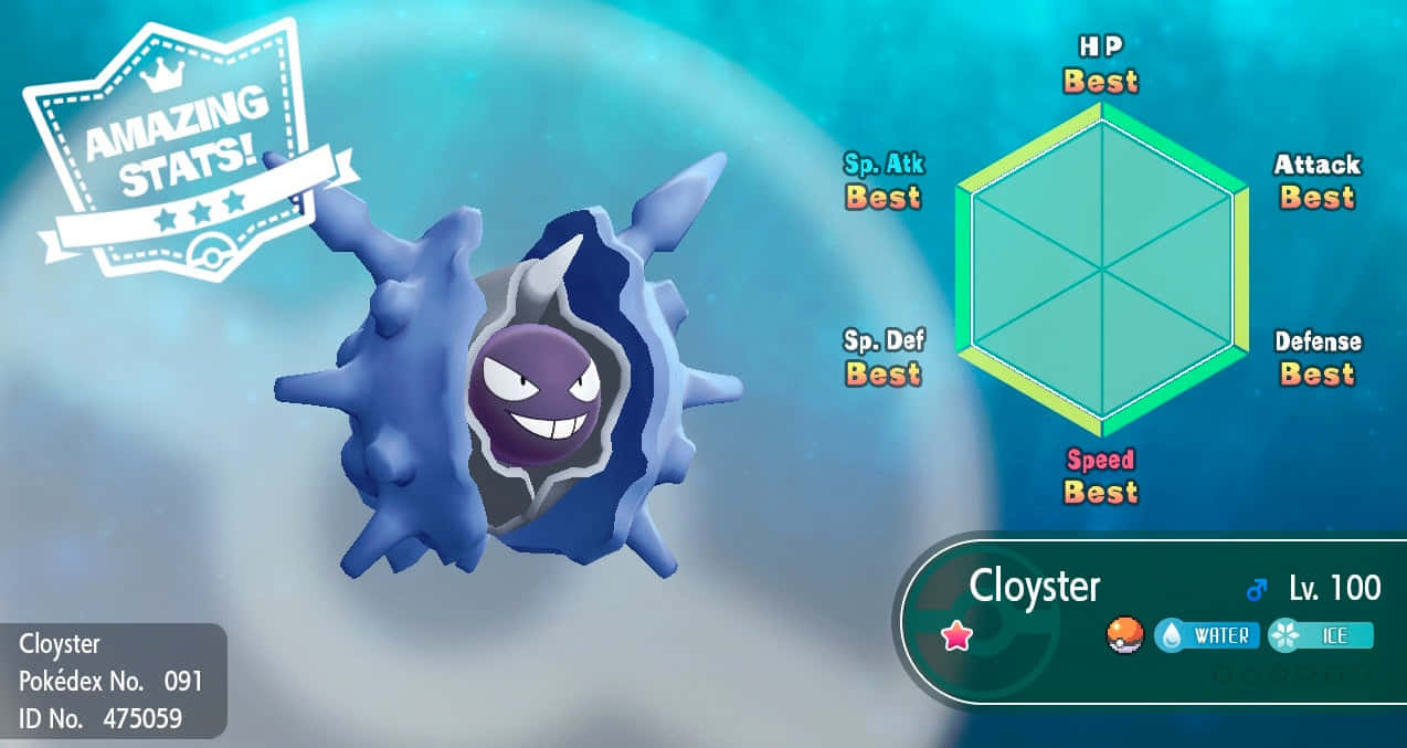 Shiny Cloyster, Water/Ice-Type Pokémon, blue spiky Pokémon, SD Desktop Wallpaper