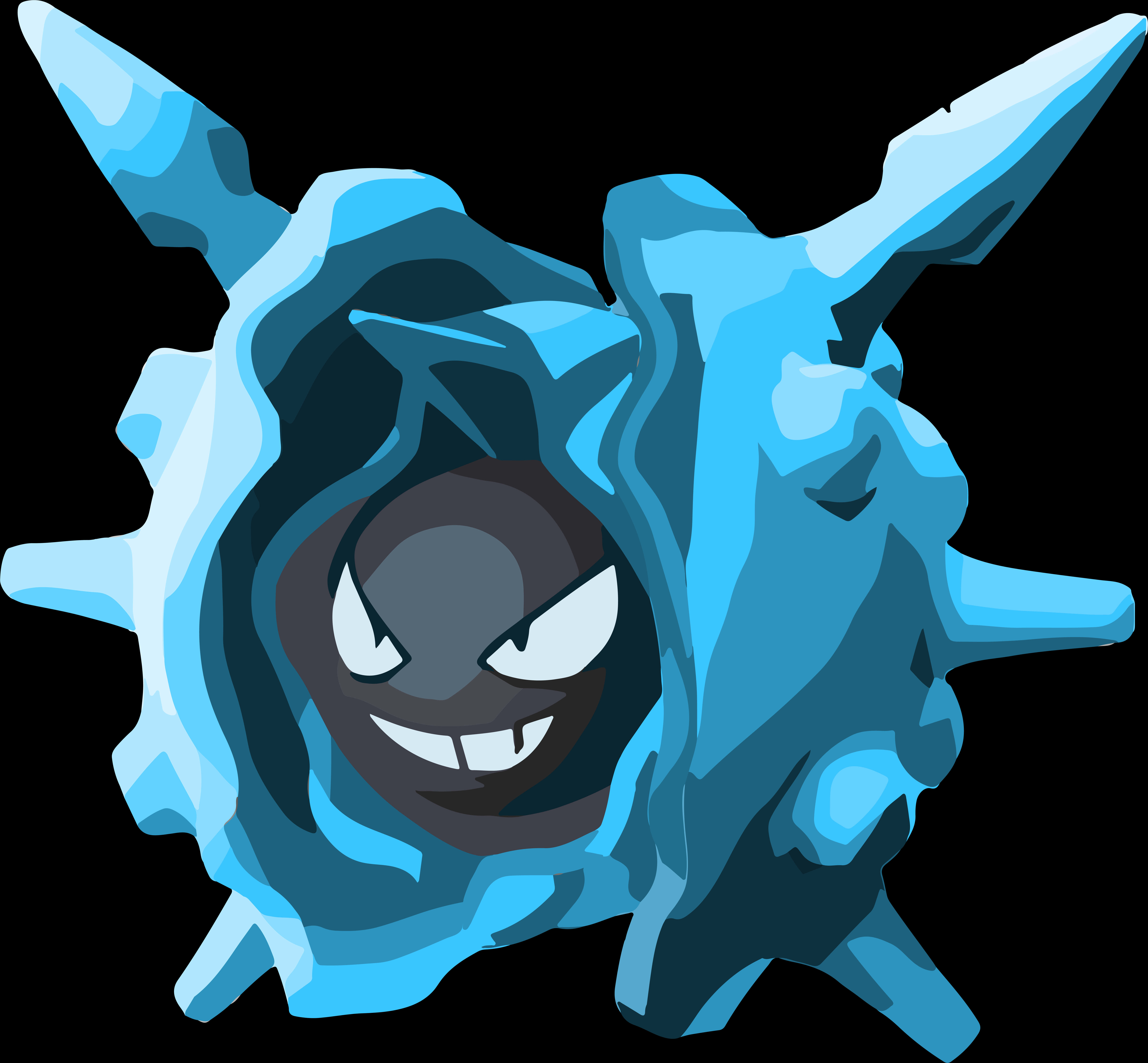 Shiny Blue Cloyster, ice monster, sharp blue spikes, 8K Desktop Wallpaper