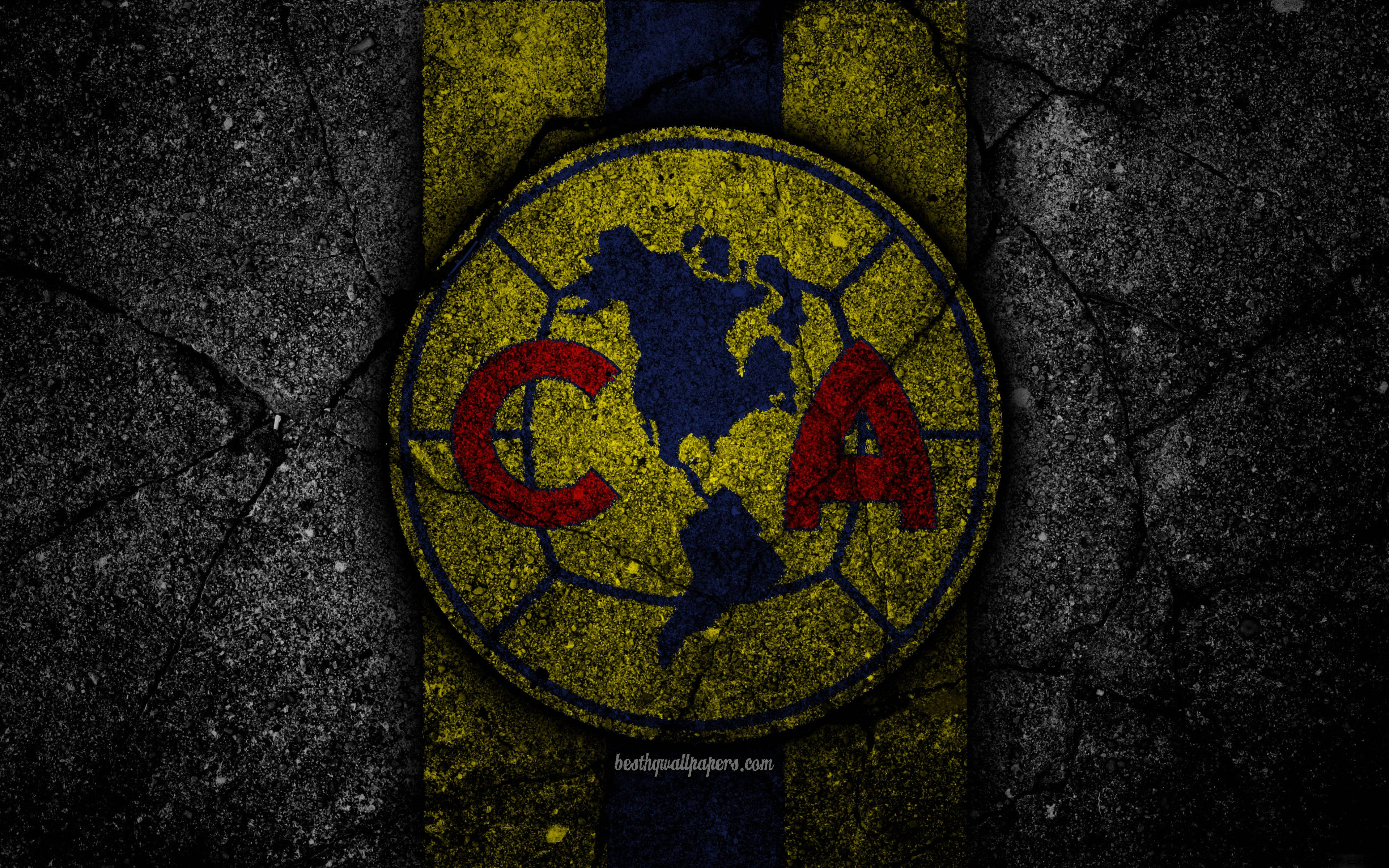 Club America, red CA letters, blue map, 4K Desktop Wallpaper