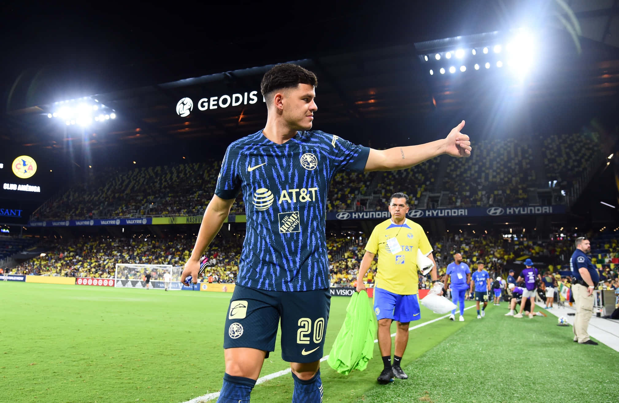Club America, blue patterned jersey, number 20, Full HD Desktop Wallpaper